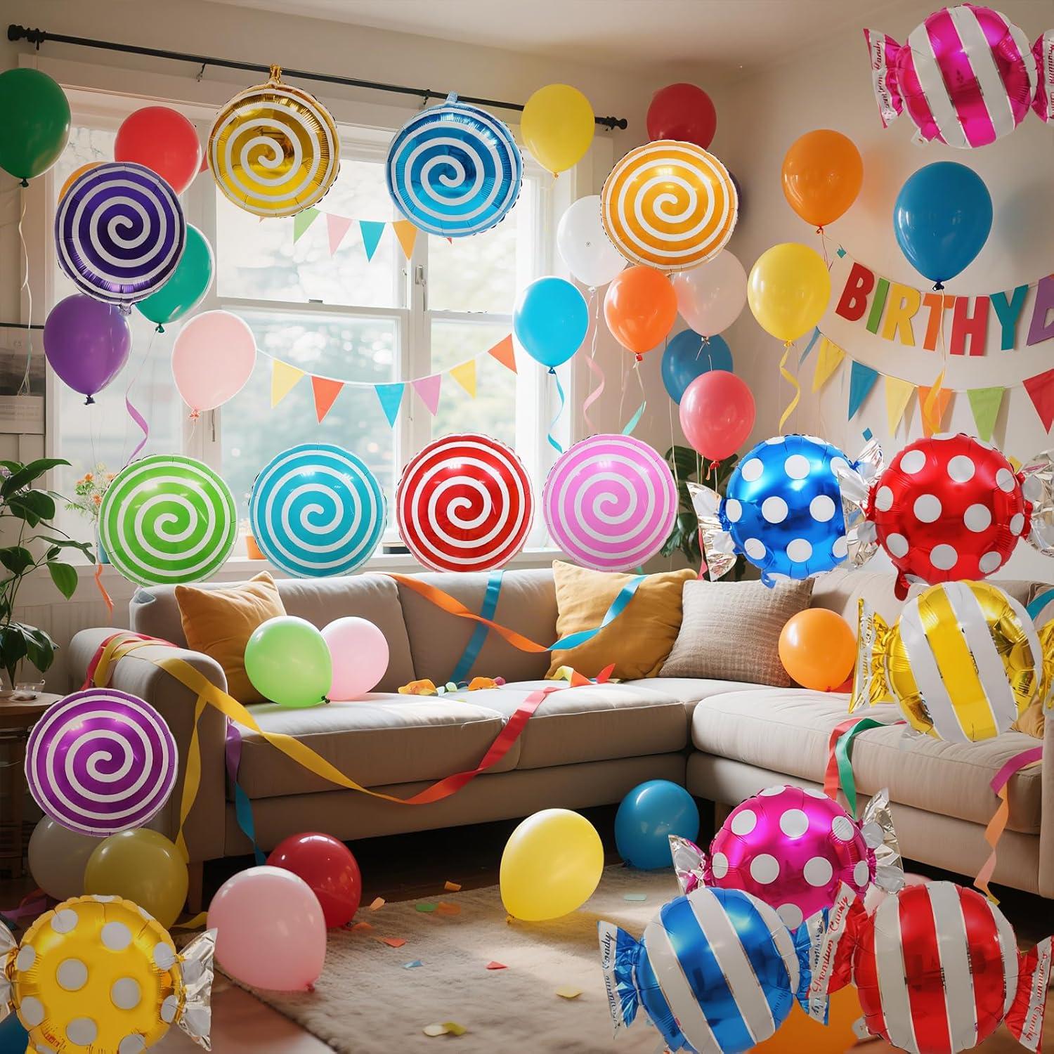 21 pcs 18" Sweet Candy Balloons, Round Lollipop Balloon Birthday Wedding Party Balloons