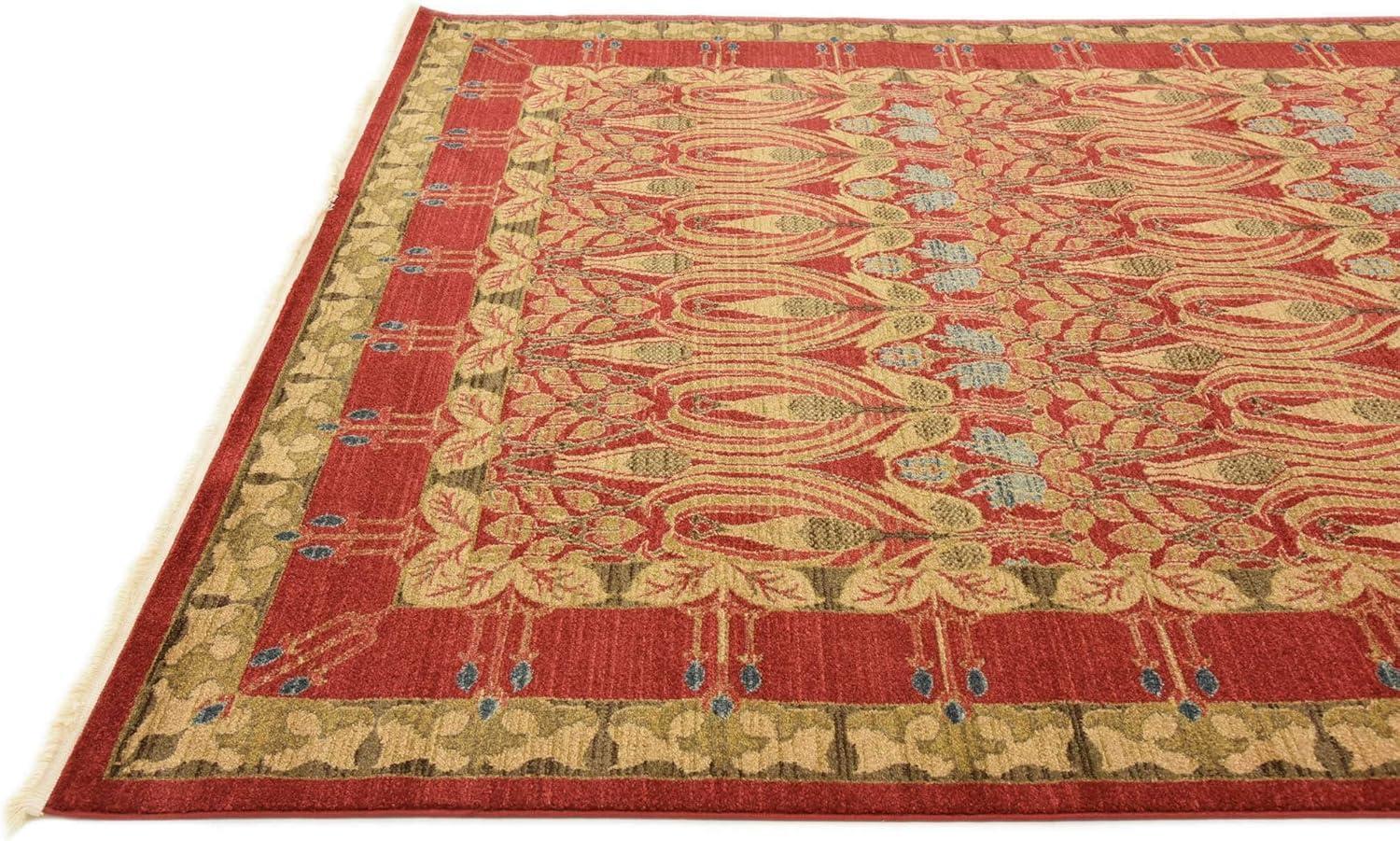 Edinburgh Red and Beige Rectangular Synthetic Area Rug