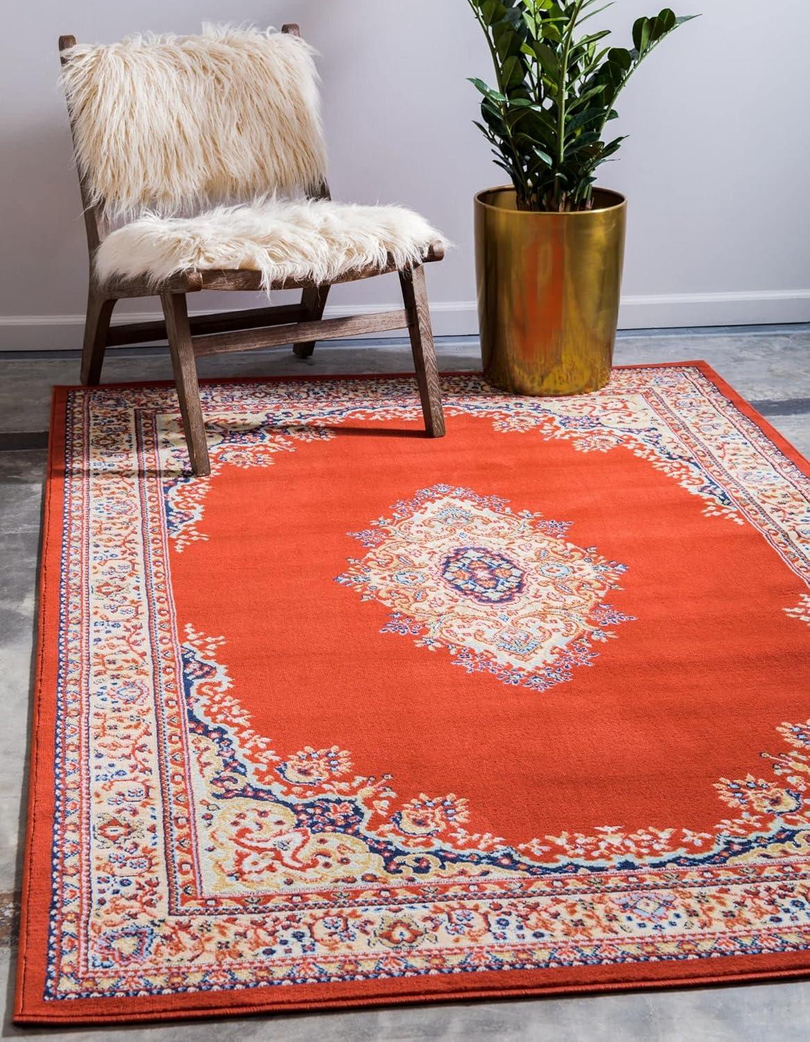 Unique Loom Reza Collection Area Rug - Washington (10'  x 13' 1" Rectangle Terracotta/Cream)