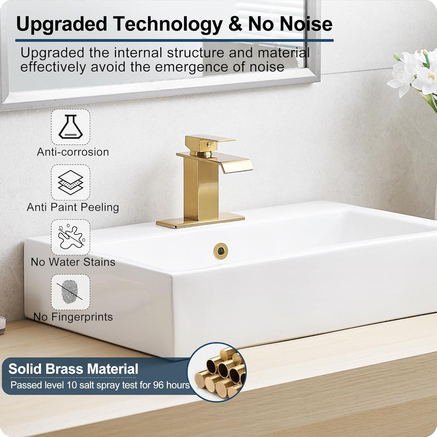 HGN Waterfall Spout Bathroom Faucet with Pop-up Drain