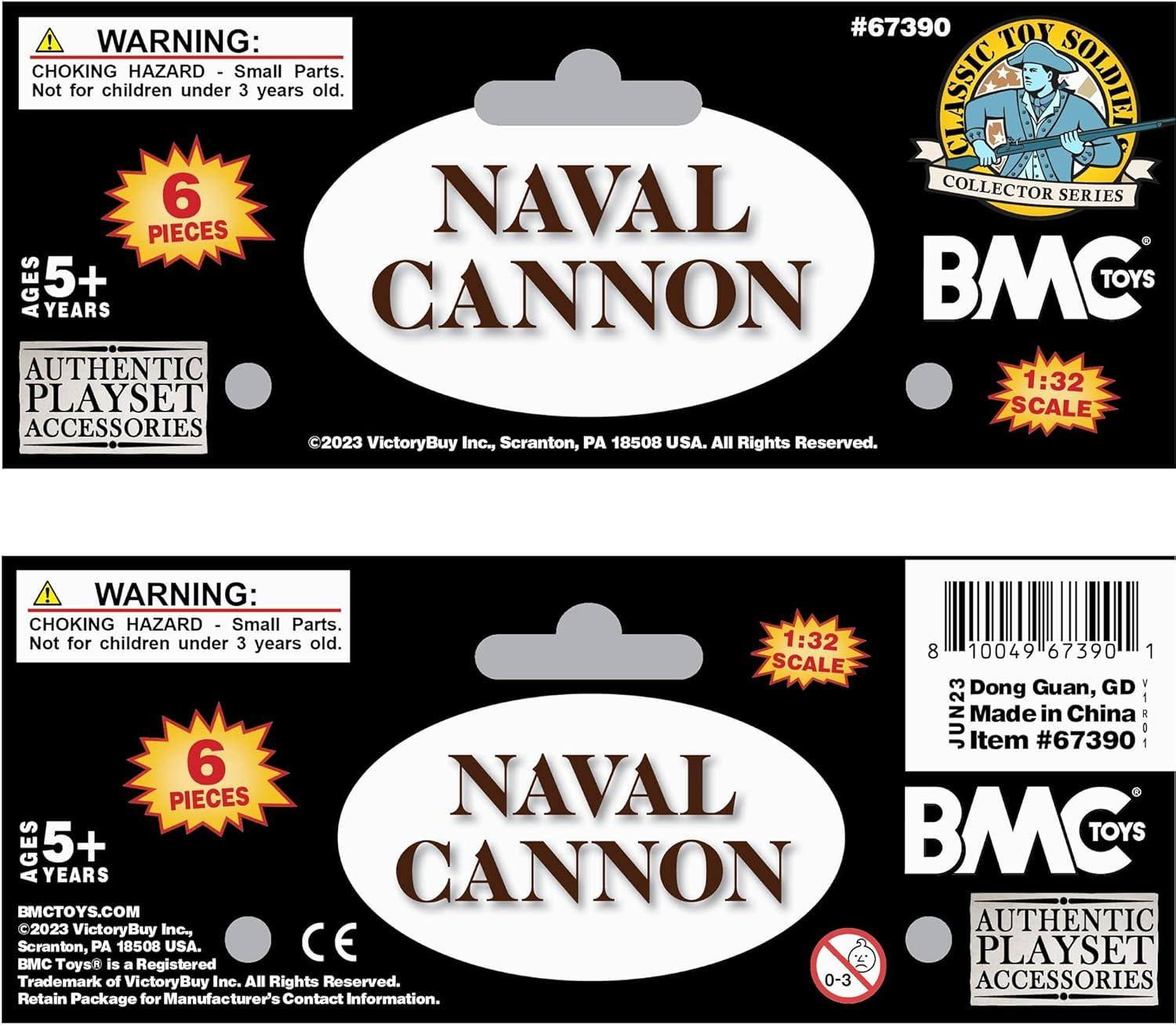 BMC CTS Naval Cannon Artillery - 6pc Black & Bronze Plastic Army Men Accessories