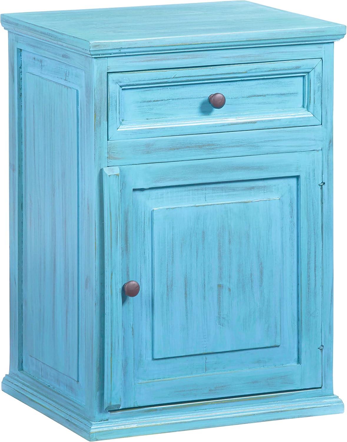 Progressive Furniture Liza Wood Nightstand in Antique Turquoise Blue