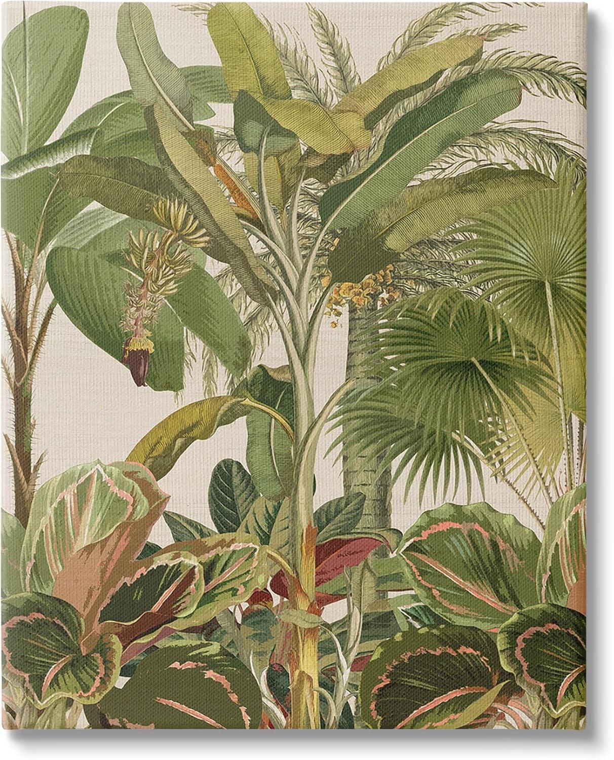 Amber Sterling Tropical Jungle Green and Beige Canvas Wall Art