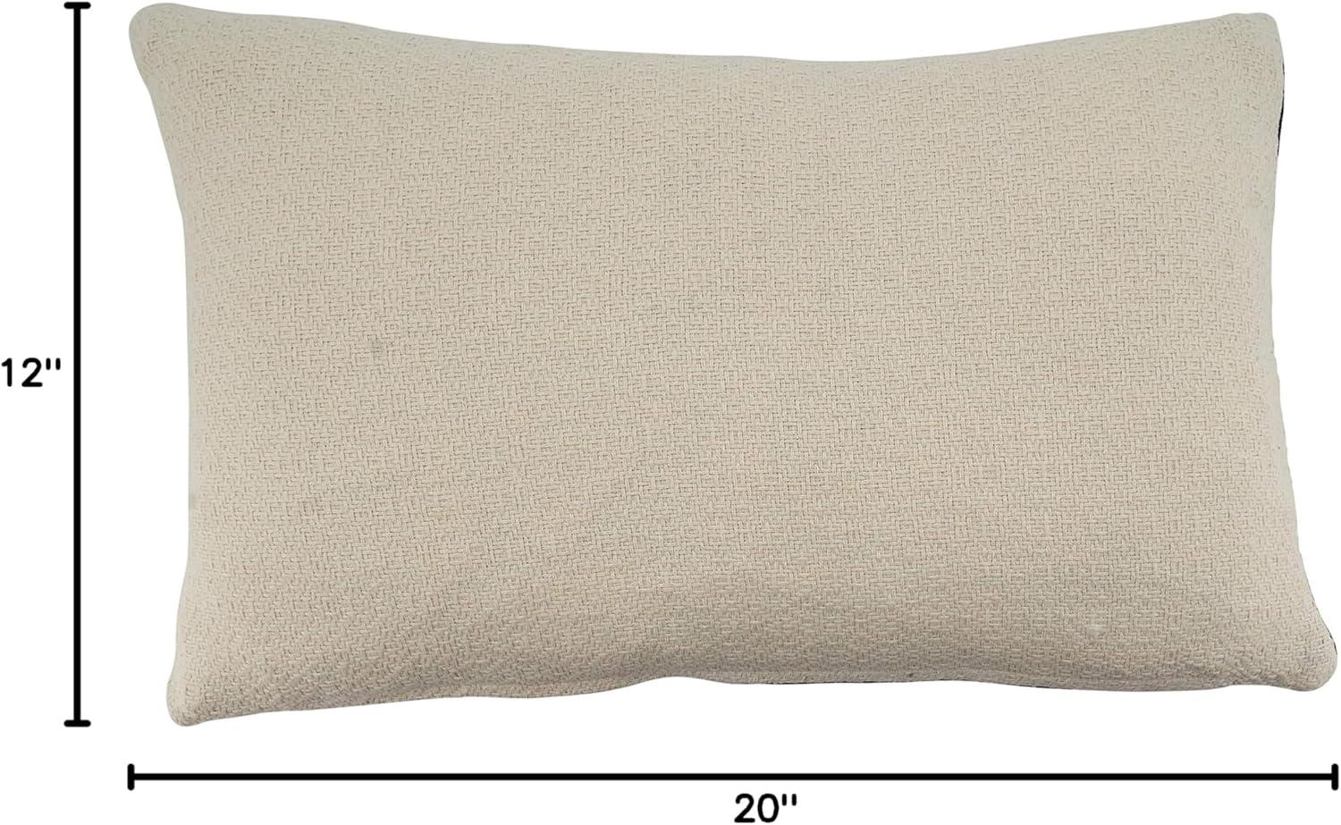 Saro Lifestyle Embroidered + Embellished Pillow - Poly Filled, 12"x20" Oblong, Black/White