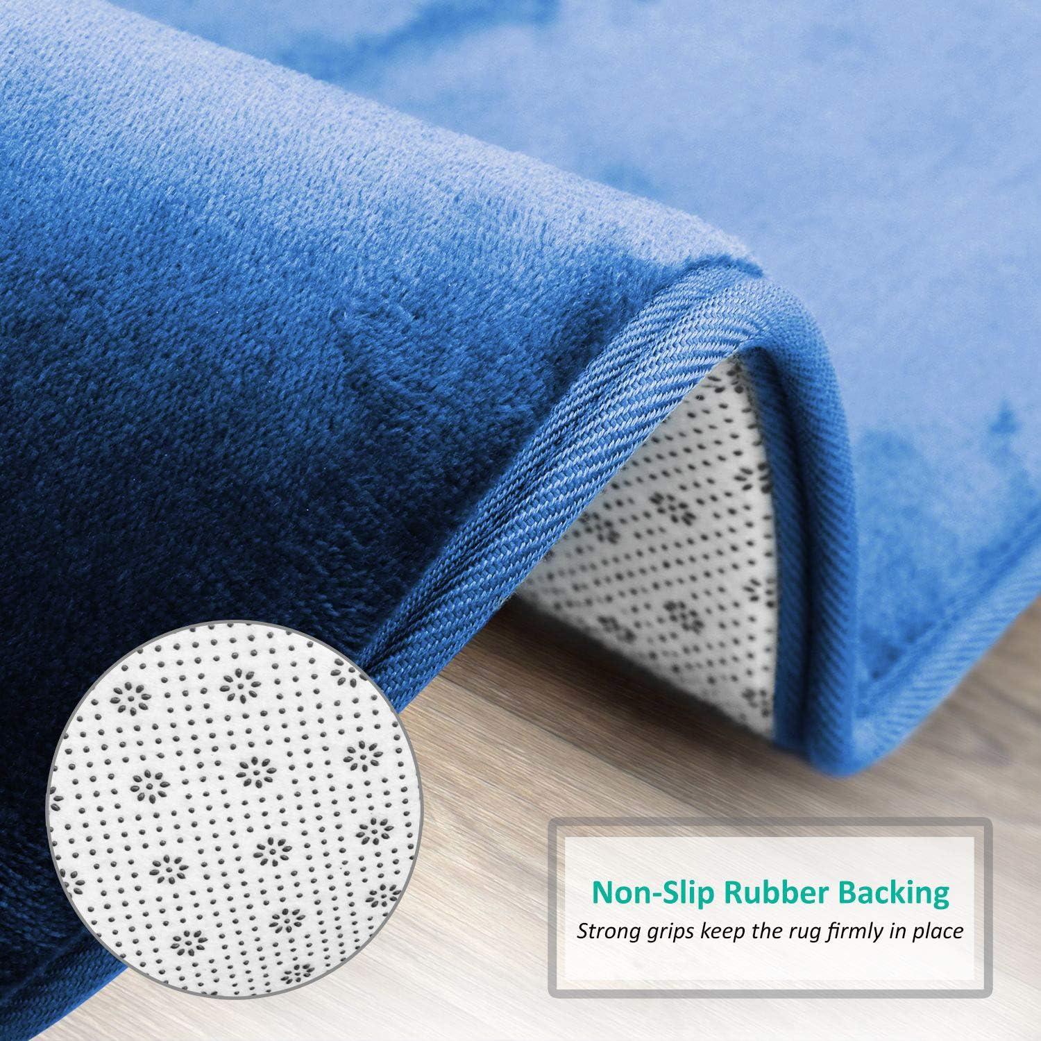 Clara Clark Bathroom Rugs, Ultra Soft Plush Bath Mat for Bathroom, Non-Slip, Velvet Memory Foam Bath Rugs, 20 x 32, Solid Royal Blue