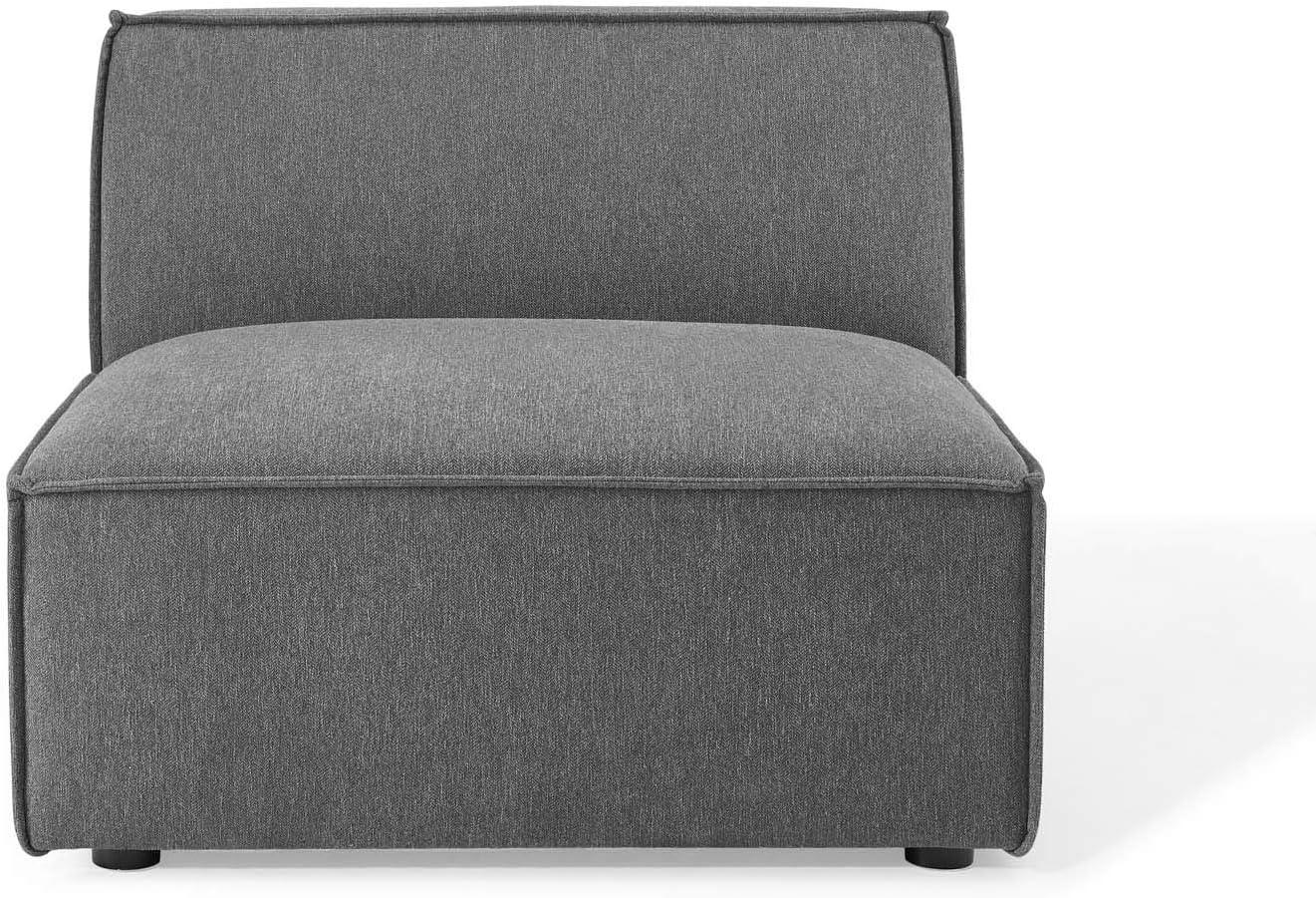 Modway Restore Polyester Fabric Sectional Sofa Armless Chair in Charcoal