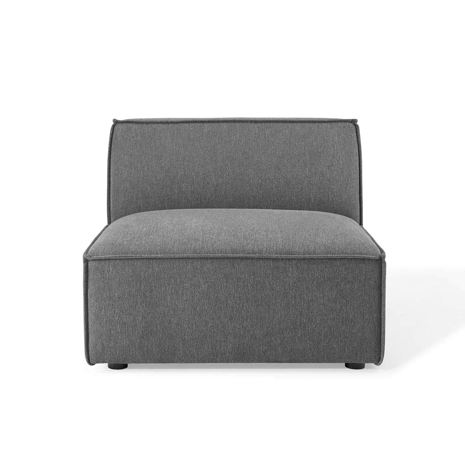 Modway Restore Polyester Fabric Sectional Sofa Armless Chair in Charcoal