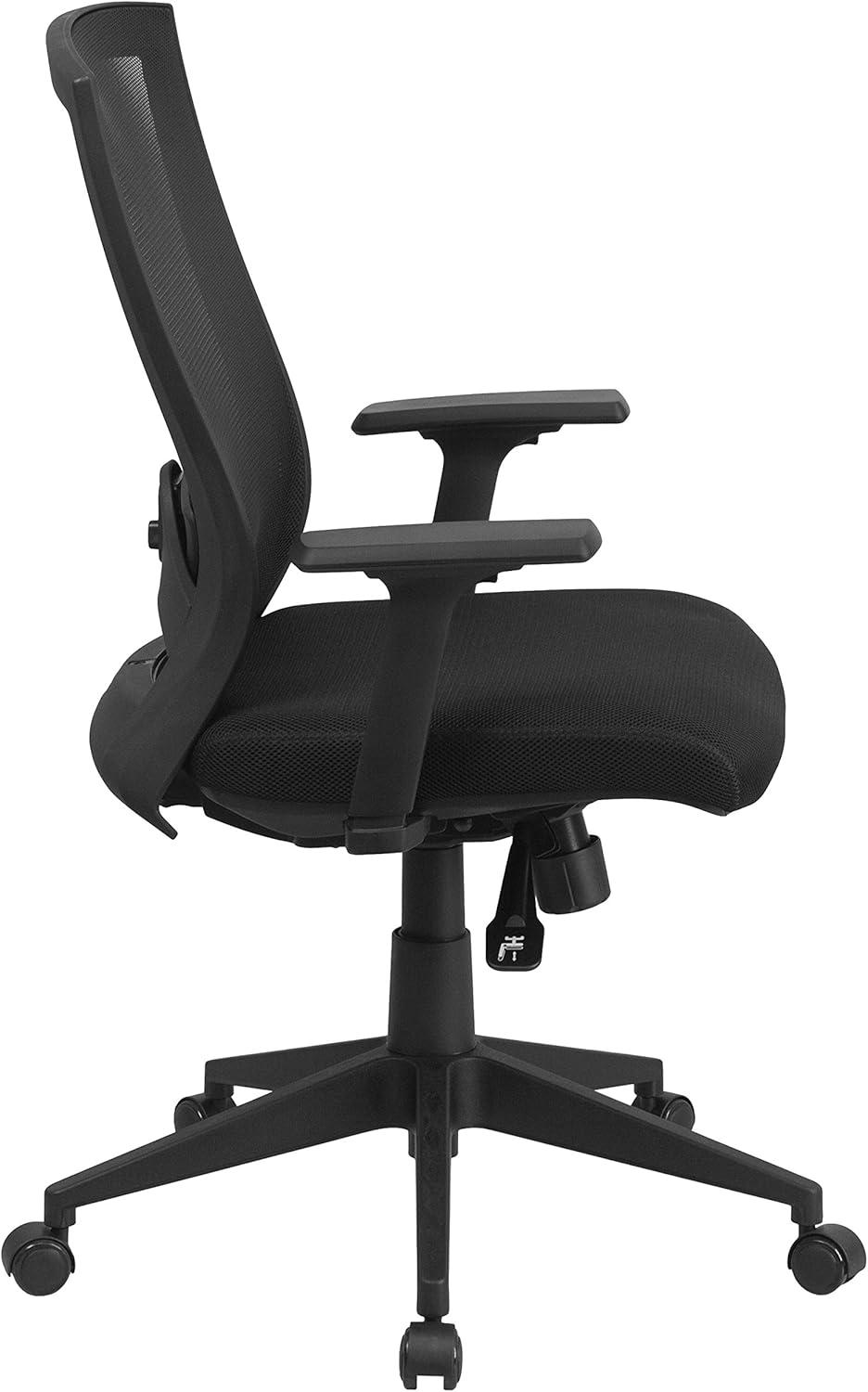 Flash Furniture Cleo Mid-Back Black Mesh Executive Swivel Ergonomic Office Chair with Back Angle Adjustment and Adjustable Arms