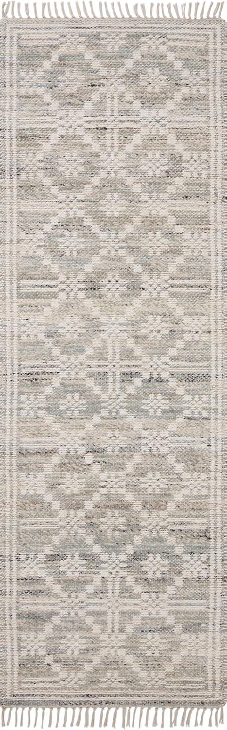 Lagoon and Ivory Flat Woven Wool Cotton Runner Rug