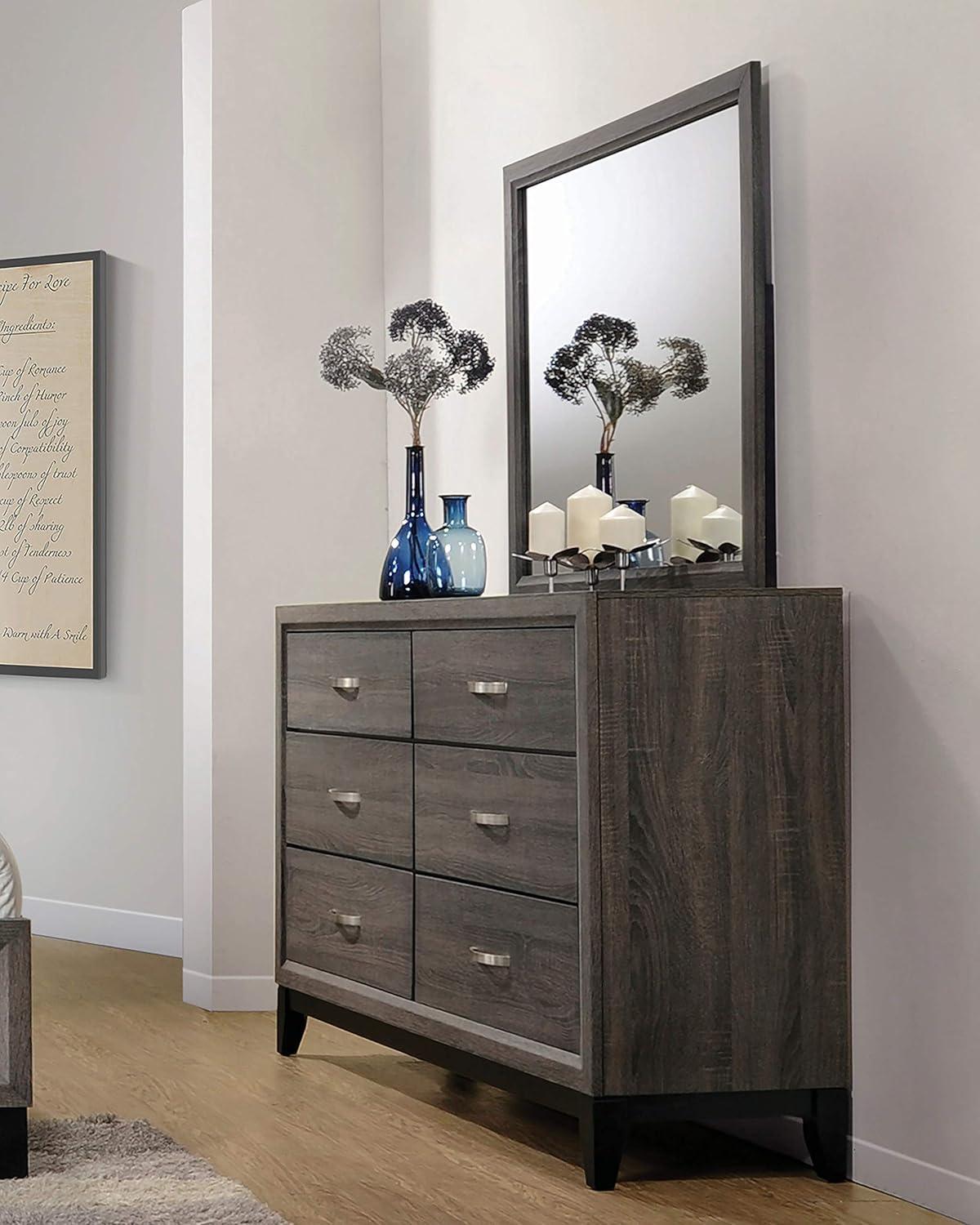 Watson Grey Oak 6-Drawer Dresser with Black Tapered Legs