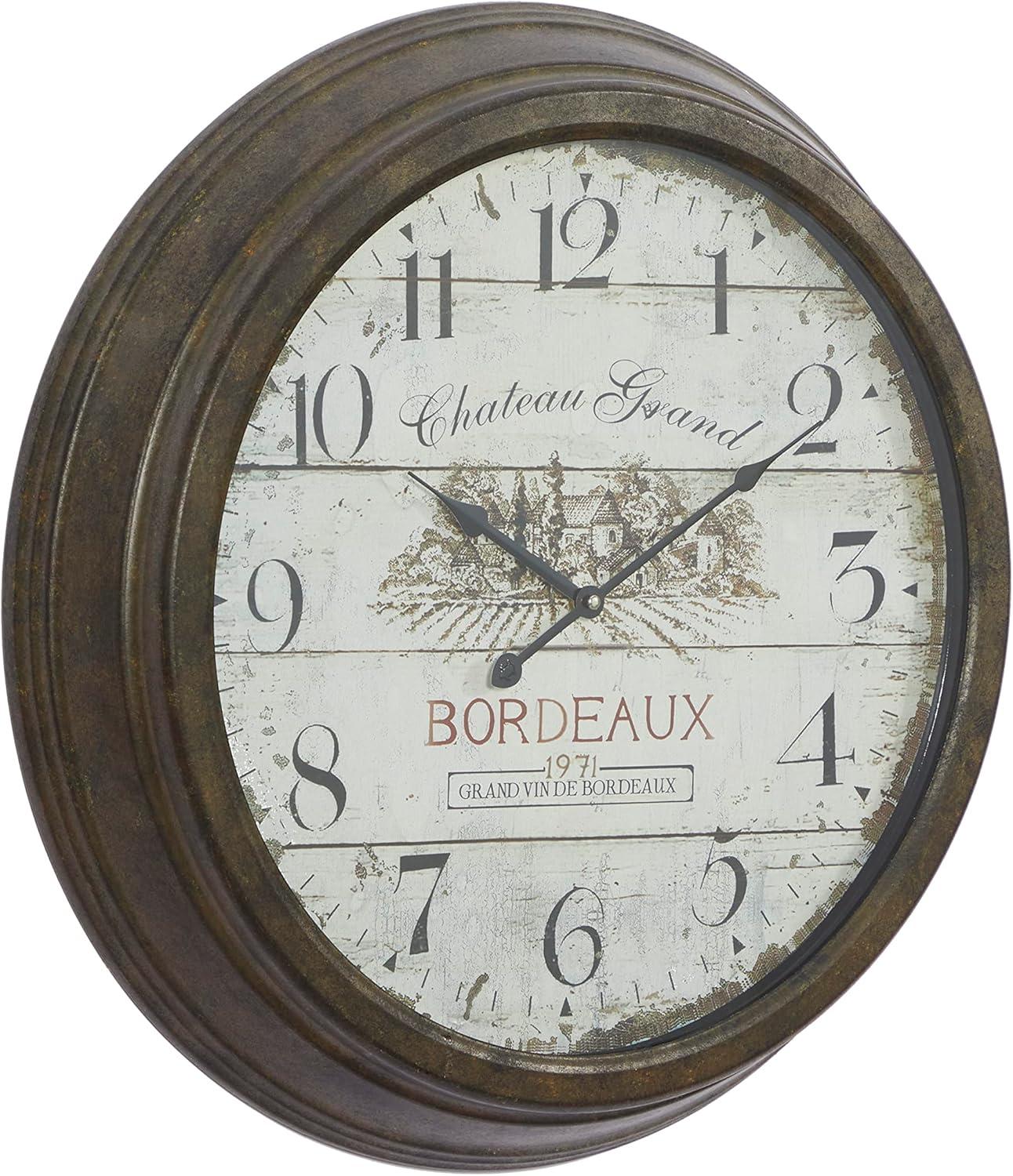 Metal Wall Clock with Bordeaux Brown - Olivia & May