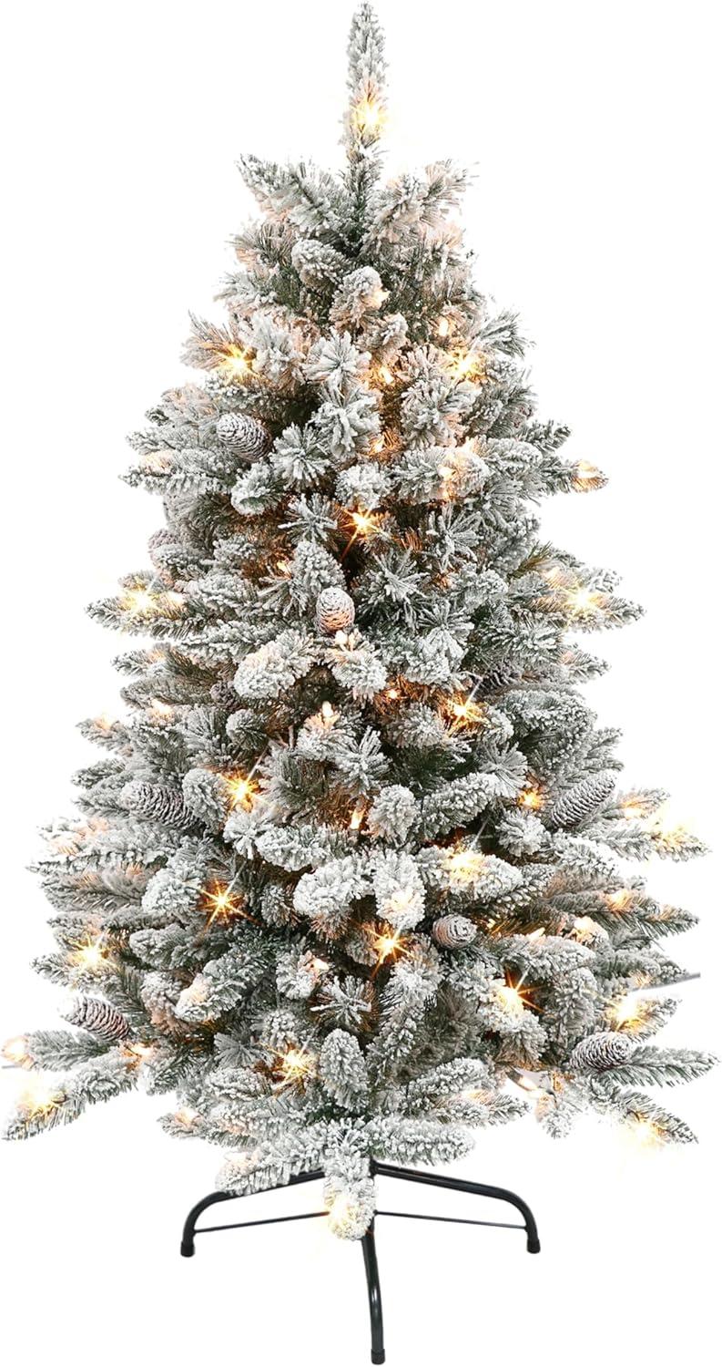 Puleo International Bennington Fir Pre-Lit Flocked Artificial Christmas Tree