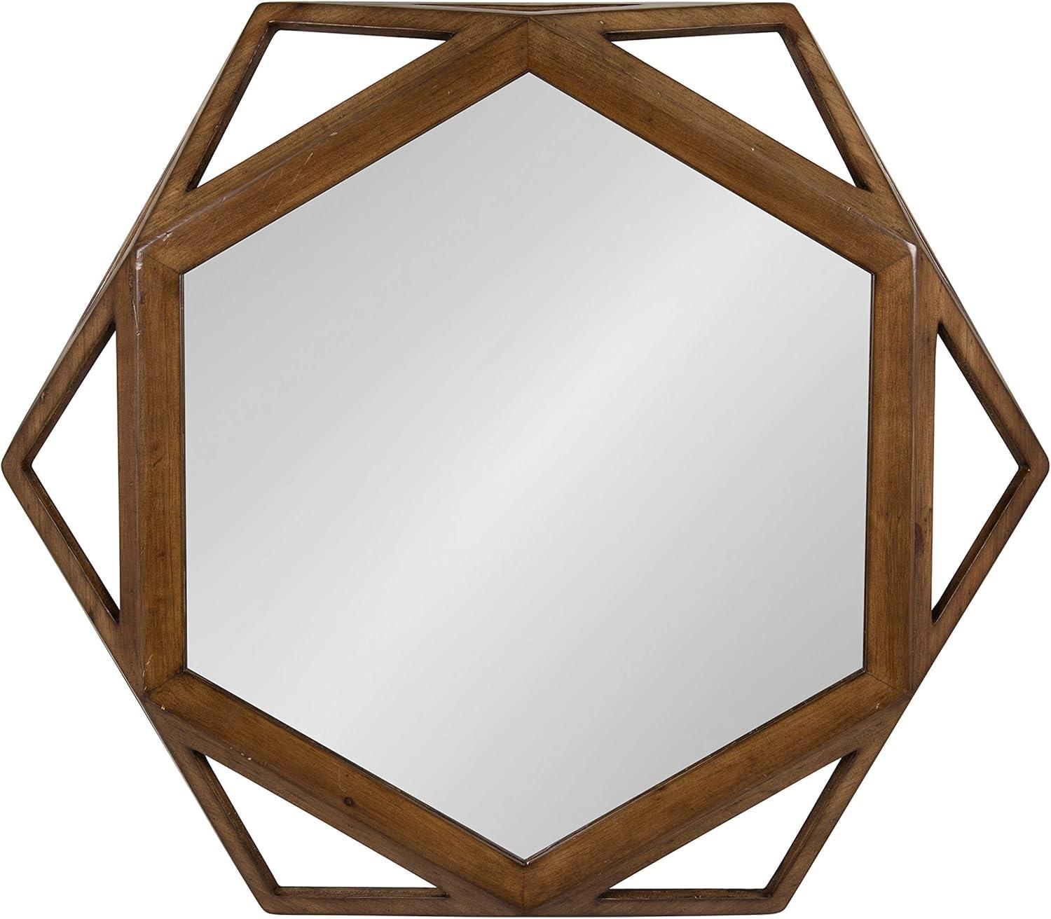 27" Cortland Hexagon Wall Mirror Brown - Kate & Laurel All Things Decor