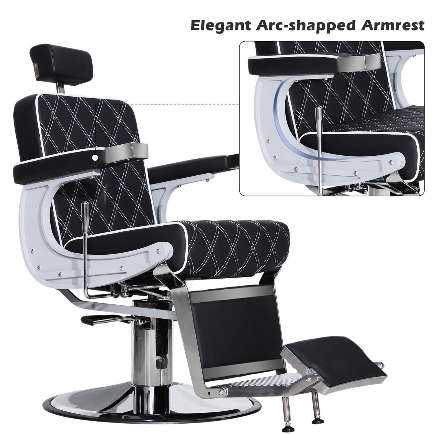 BarberPub Vintage Barber Chair Recline Salon Beauty Spa Shampoo Black 3825