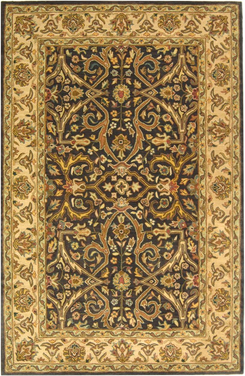 SAFAVIEH Heritage Oslo Traditional Wool Area Rug, Charcoal/Beige, 4' x 6'