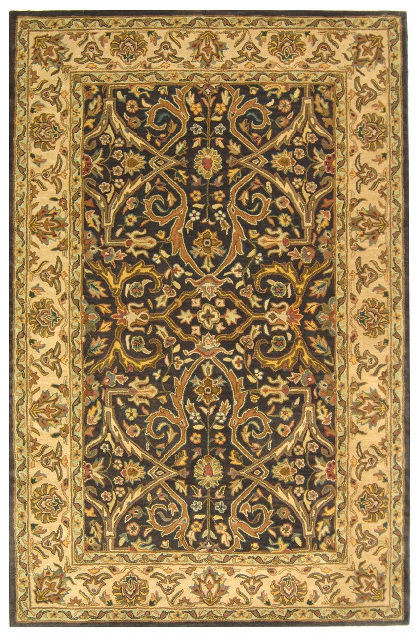 SAFAVIEH Heritage Oslo Traditional Wool Area Rug, Charcoal/Beige, 4' x 6'
