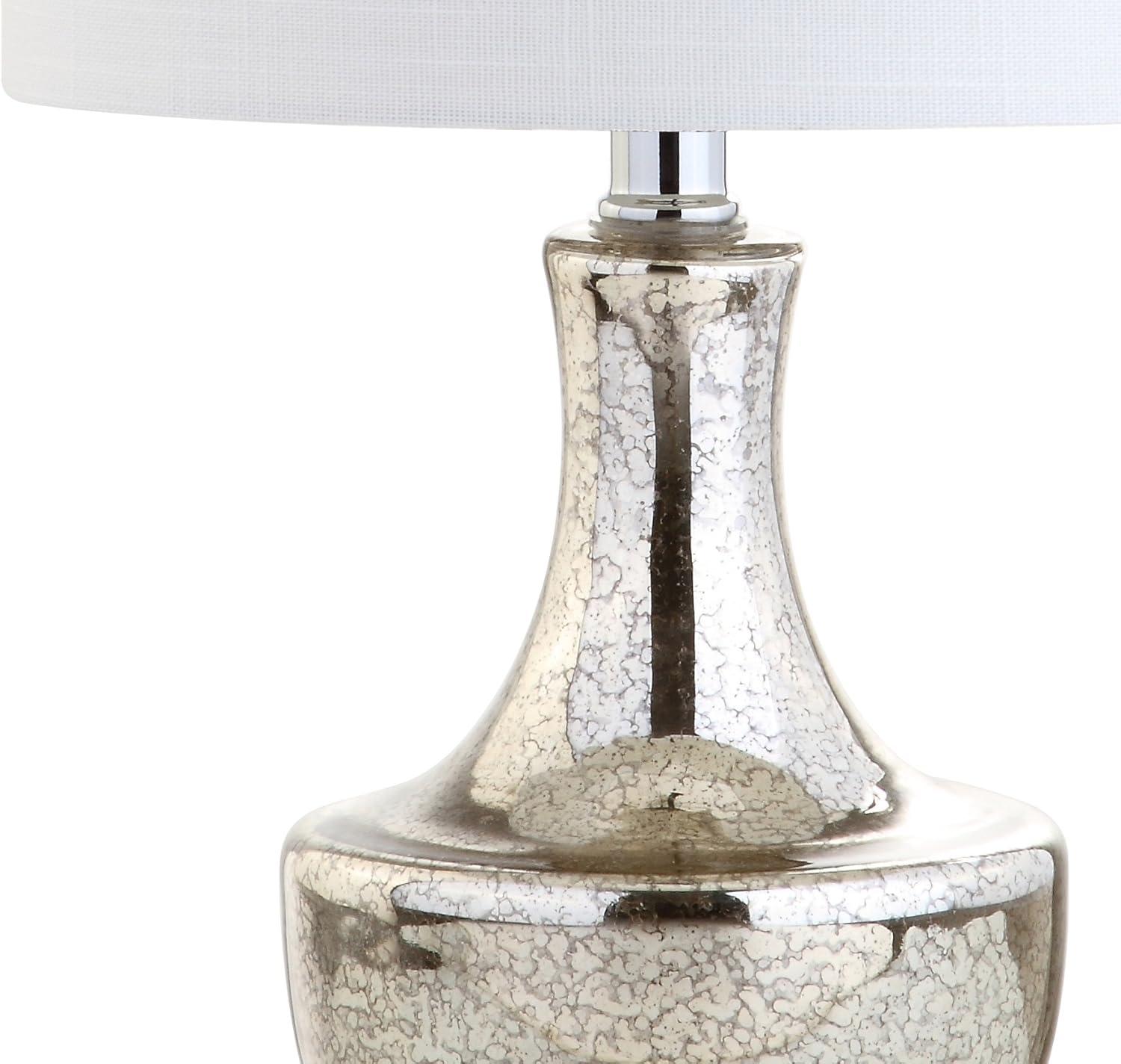 Silver Glass Teardrop Table Lamp with Linen Shade