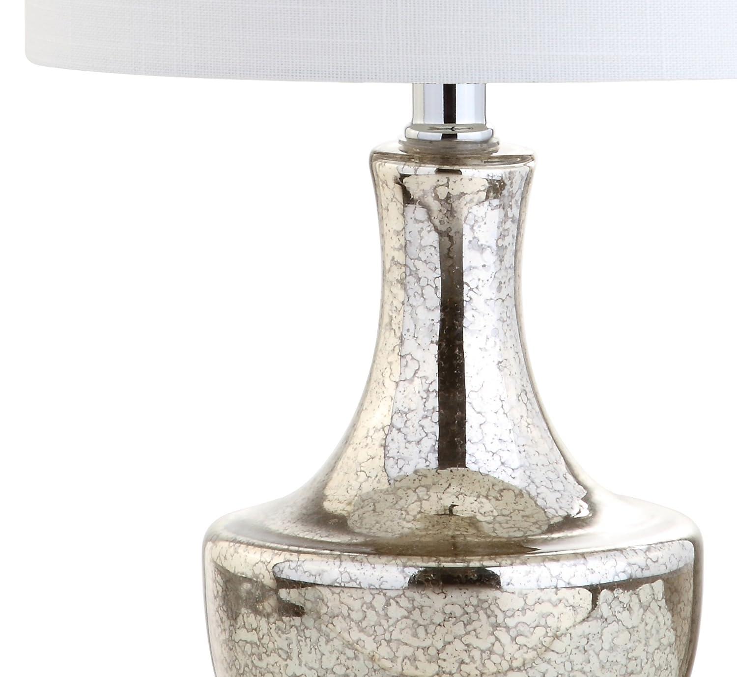 JONATHAN  Y Colette Mini Glass Transitional/Glam 20-in Silver LED Incandescent Rotary socket Table Lamp with Linen Shade