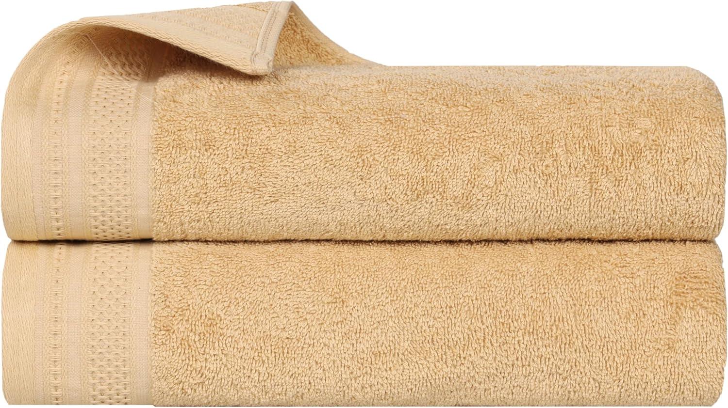 Superior Honeycomb Textured Waffle Border Cotton Medium Weight Bath Sheets (Set of 2)