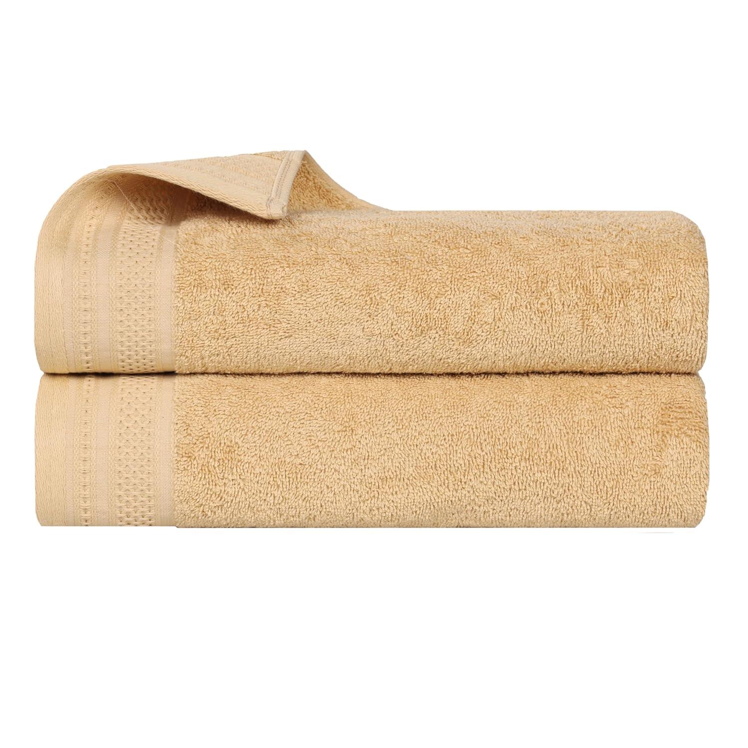 Superior Honeycomb Textured Waffle Border Cotton Medium Weight Bath Sheets (Set of 2)