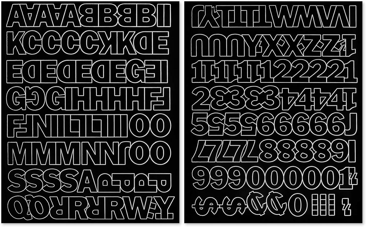 Graphic Products Duro-Vinyl Gothic Letters & Numbers, Black, 1", 183 Pieces