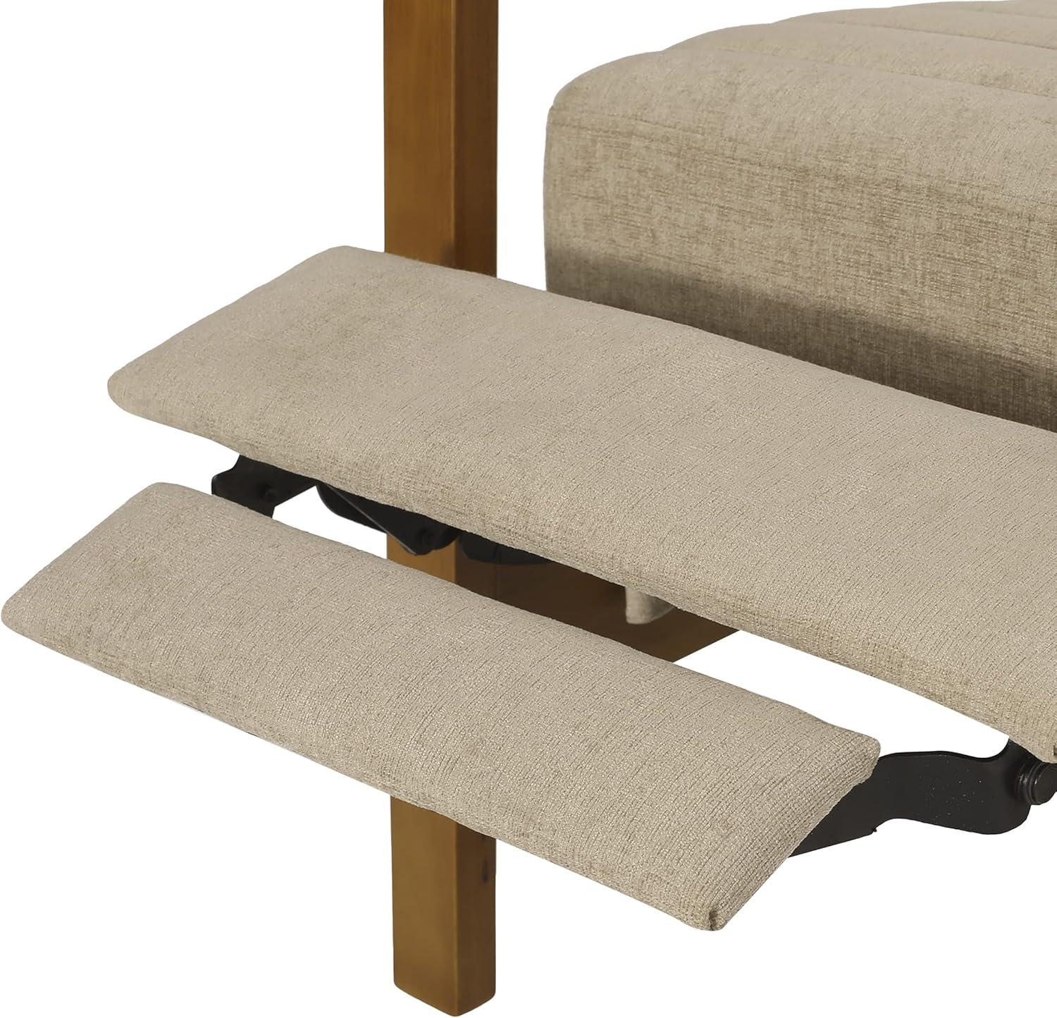 Munro Contemporary Fabric Channel Stitch Pushback Recliner Sand/Teak - Christopher Knight Home: Mid-Century Design, Rubberwood Frame