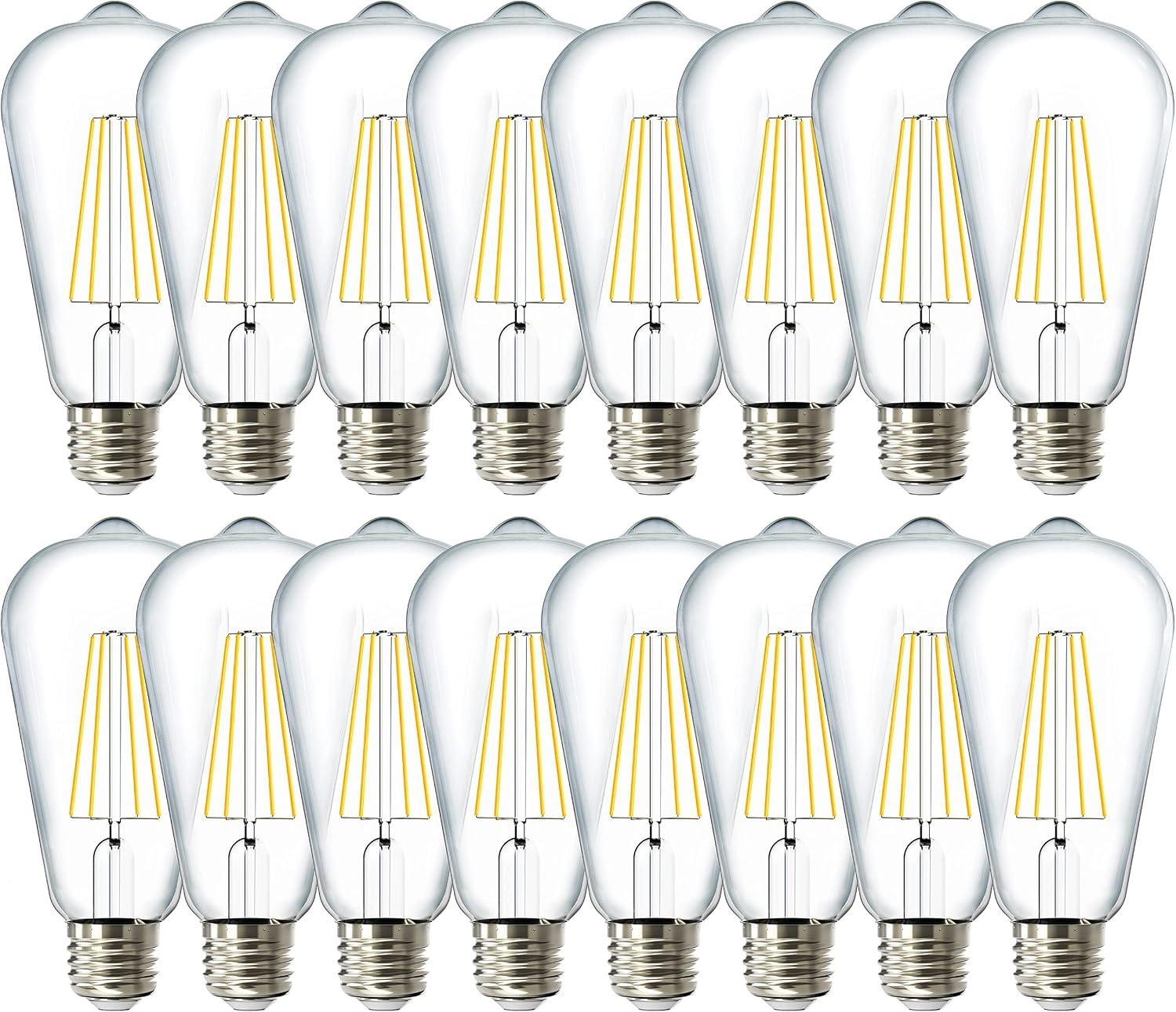 16-Pack Warm White Dimmable LED Edison Bulbs with E26 Base