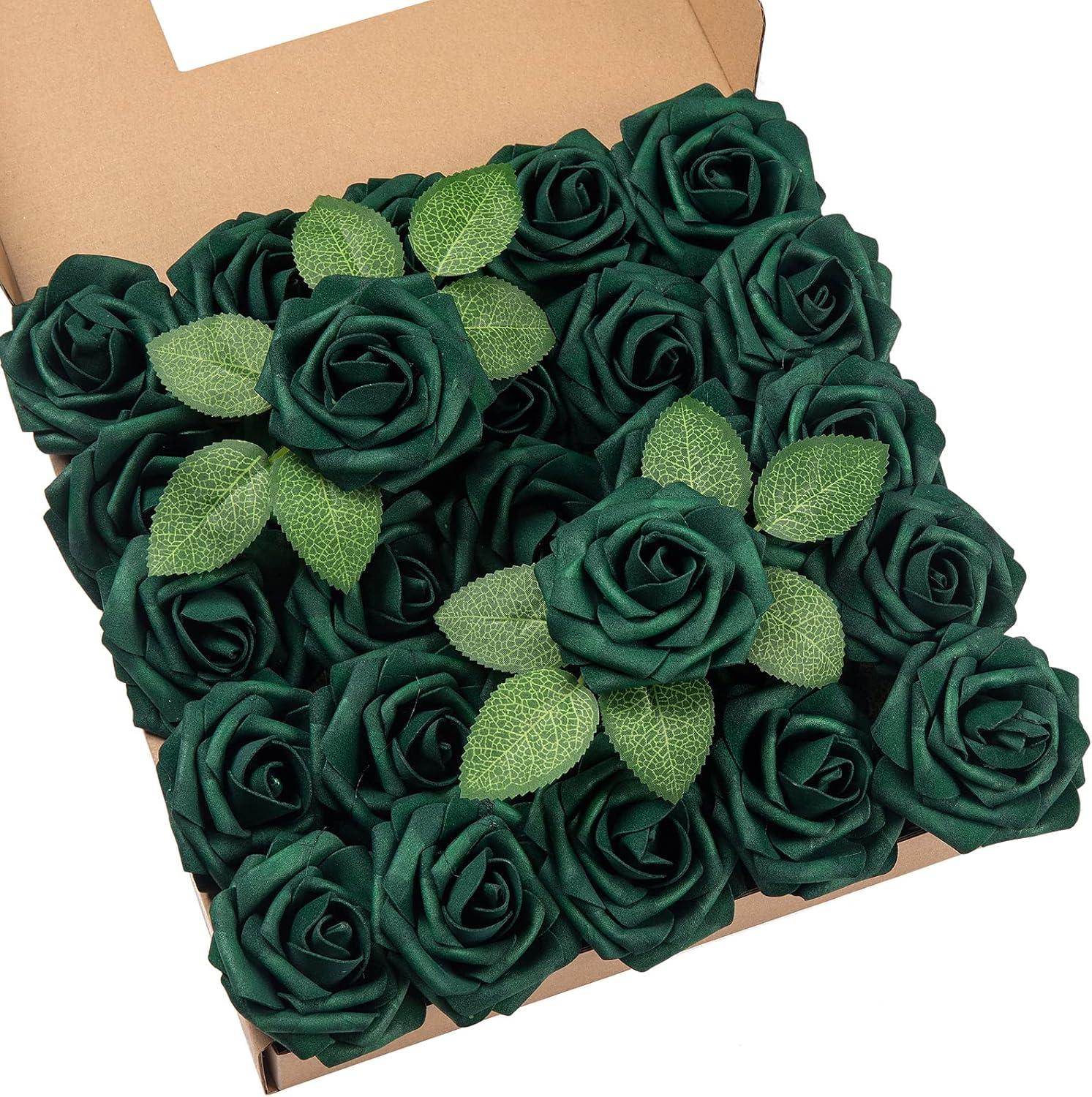 Eco-Friendly Green and White Artificial Rose Centerpiece Set