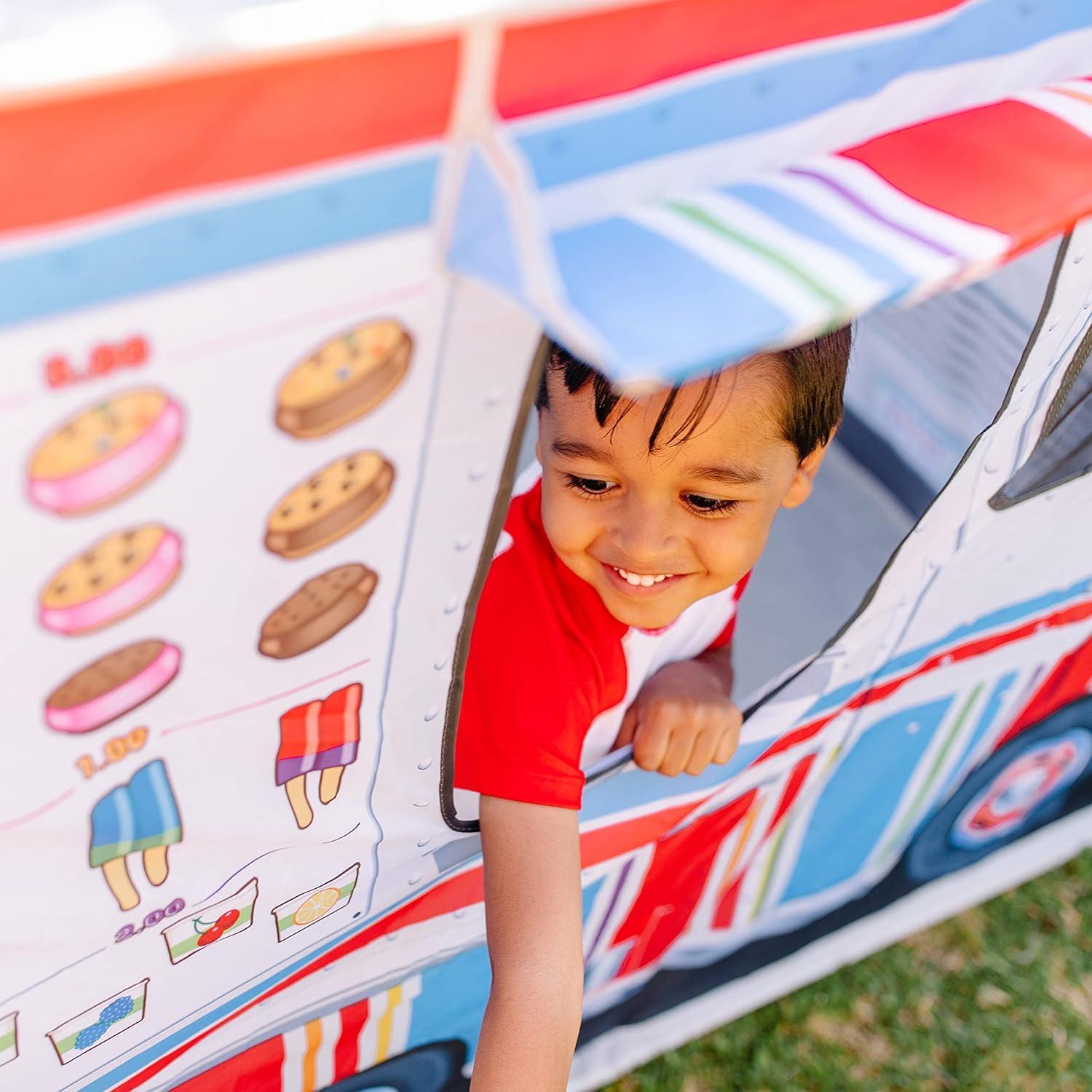 Melissa & Doug Fabric Double-Sided Food Truck Play Tent - Ice Cream And BBQ