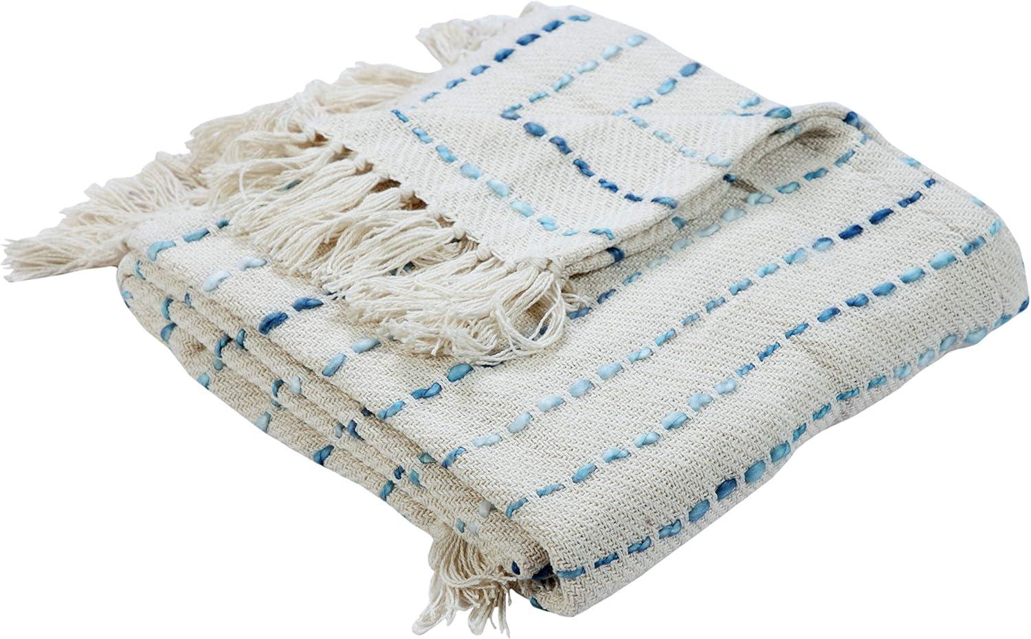 Taurus Woven Paths Interwoven Decorative Throw, Cream & Blue, 50" x 60"