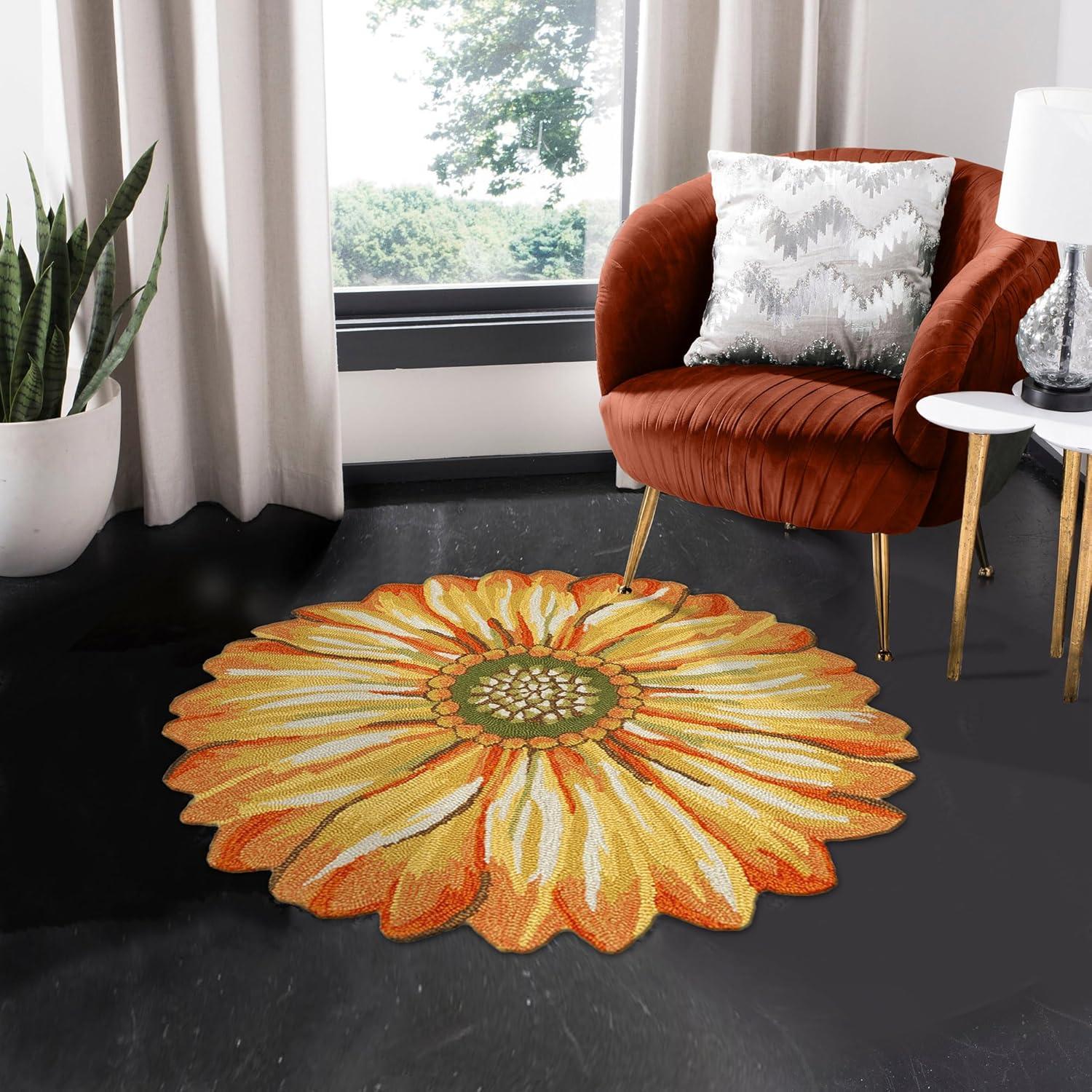 Painterly Sunflower Hand-Tufted Outdoor Rug