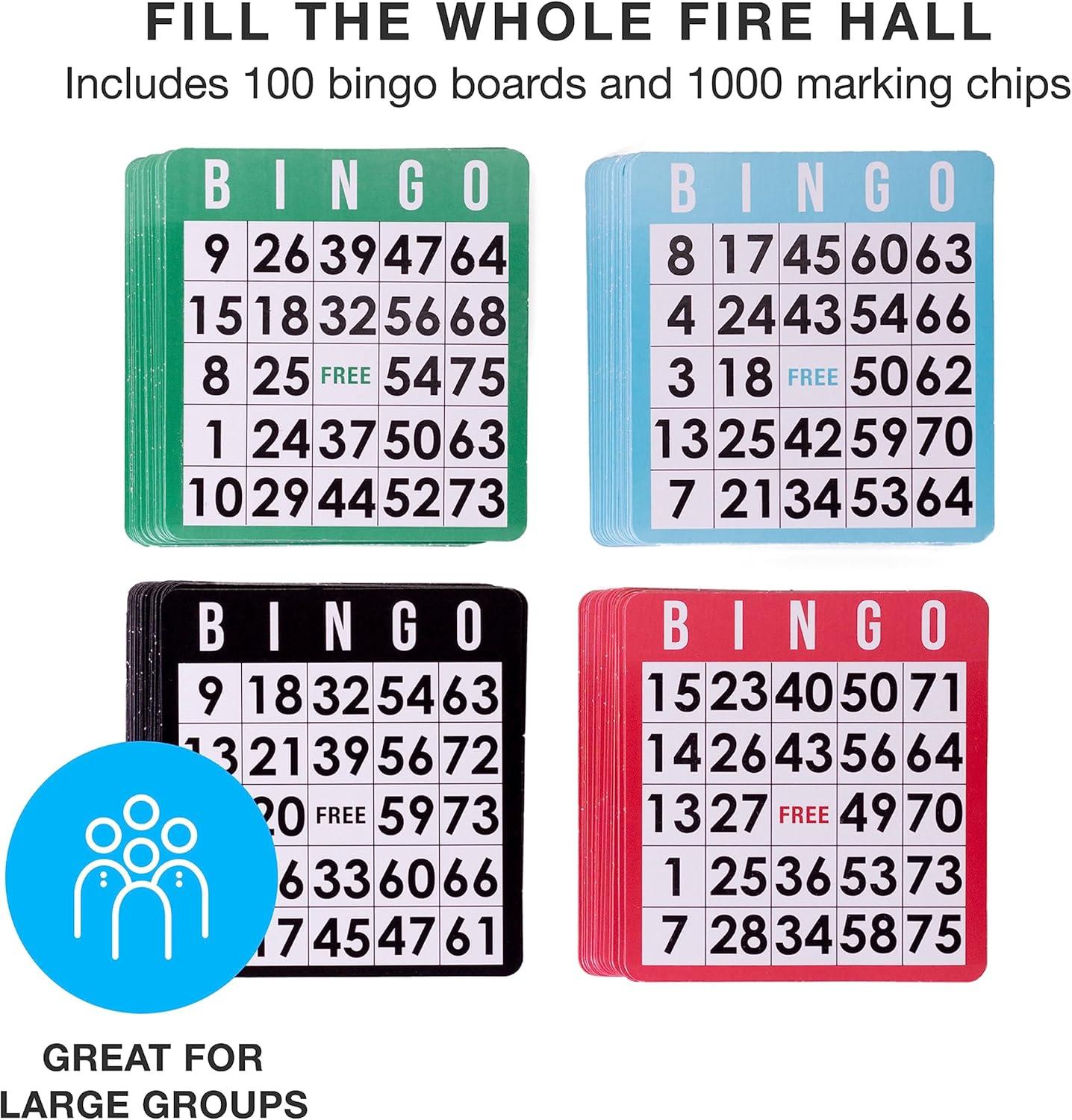 Deluxe Bingo Set with 1000 Chips and 100 Cards