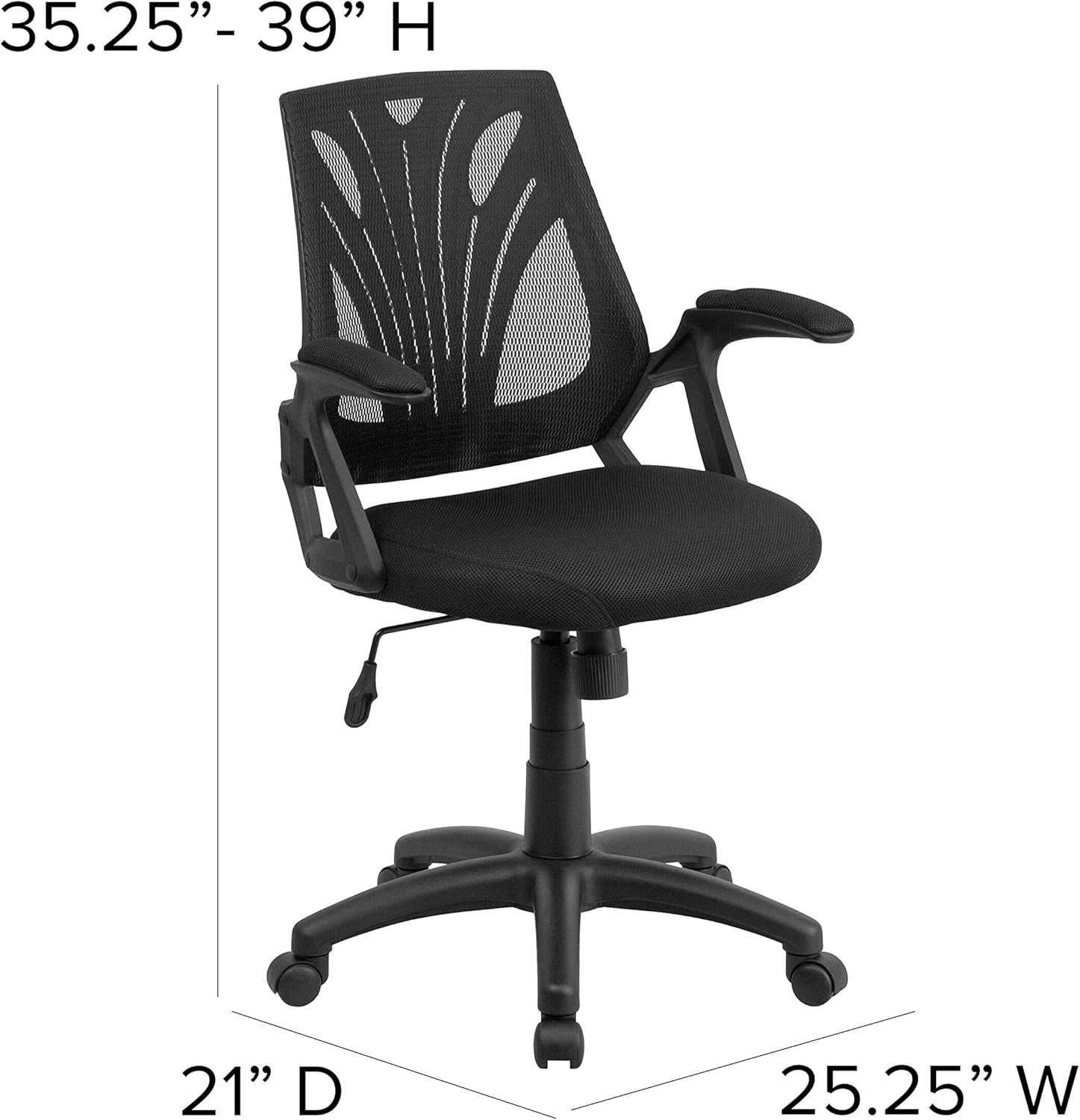 Ergonomic Black Mesh Mid-Back Swivel Task Chair with Fixed Arms