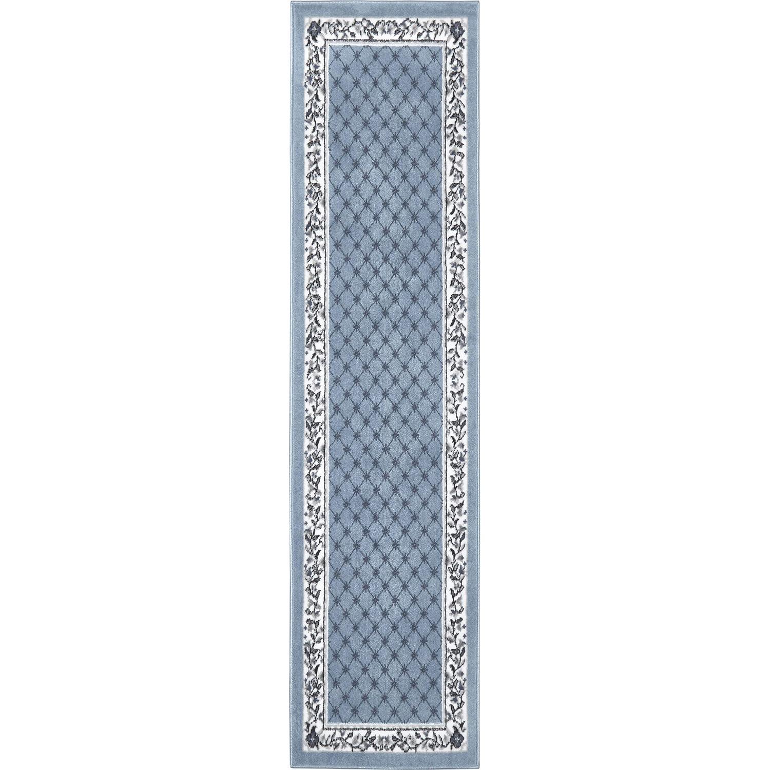 Home Dynamix Premium Aydin Traditional Diamond Floral Runner Area Rug, Blue/Ivory, 1'9"x7'2"