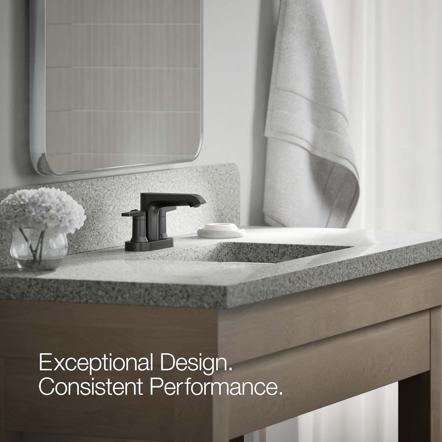 Kohler Hint Centerset 4 inch Bathroom Faucet with Pop-Up Drain Assembly, 2-Handle Bathroom Sink Faucet, 1.2 gpm