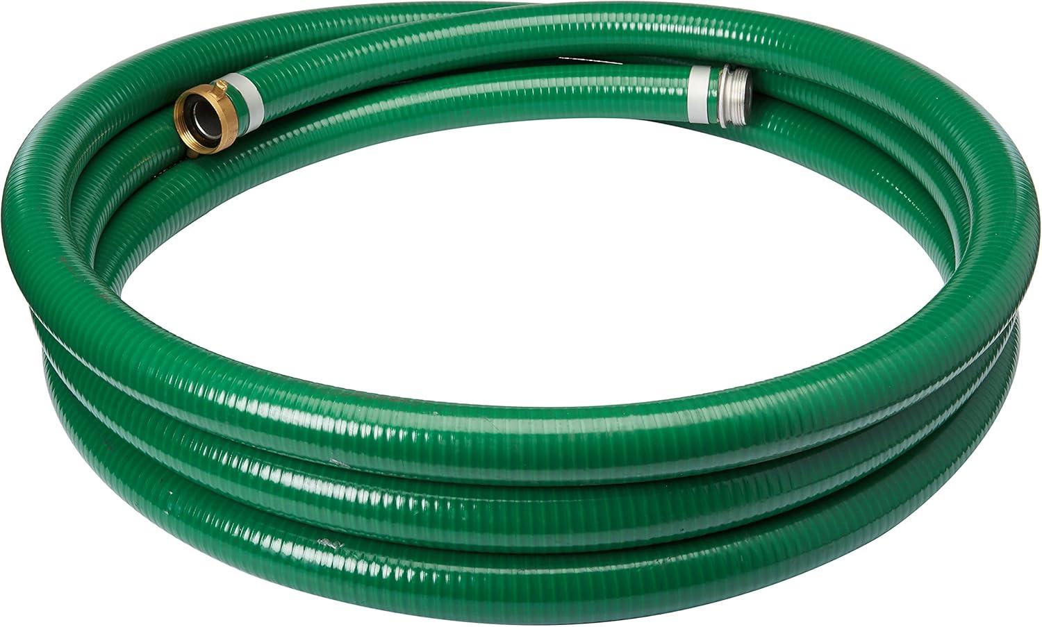 Gloxco Heavy Duty Green PVC Suction Hose for Water Transfer, 70 PSI Max Pressure, 1-1/2" Inside Diameter, 20 ft Length