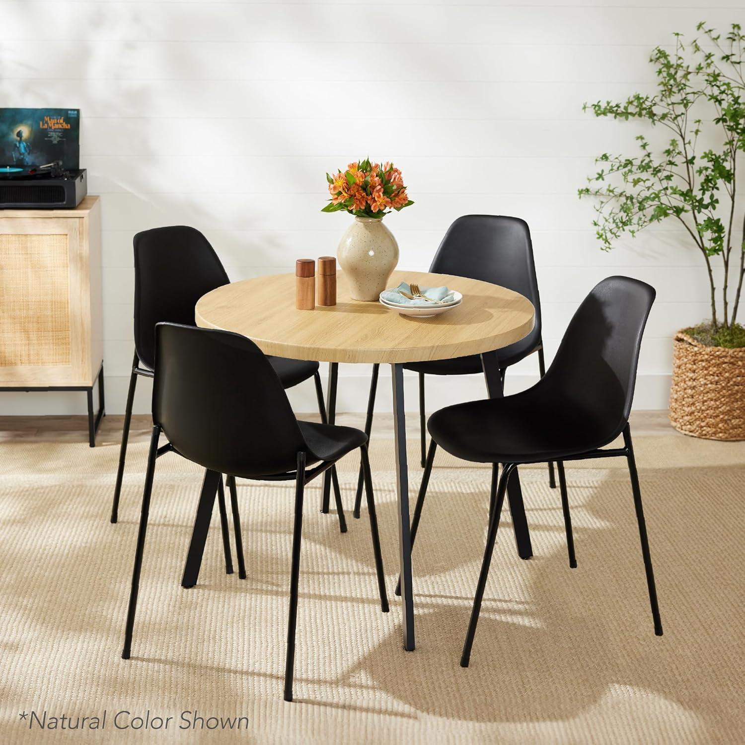 Best Choice Products 35.5in Mid-Century Modern Round Dining Table w/ Steel Legs, Adjustable Feet - Black