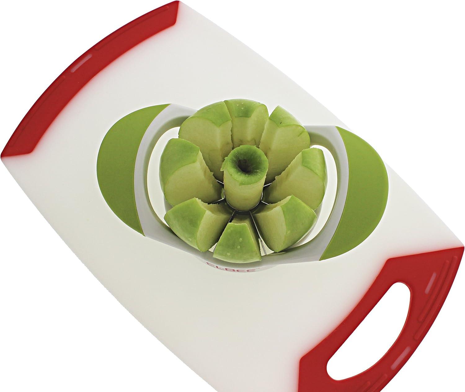 Elbee Green and White Apple Slicer with Stainless Steel Blades