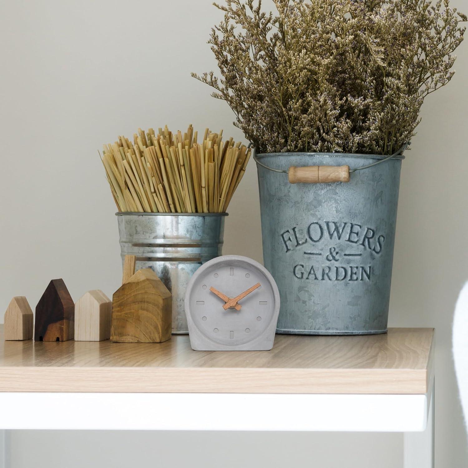 La Crosse Technology 4-Inch Quartz Battery Art Deco Cement Indoor Tabletop Clock, Open Faced Dial