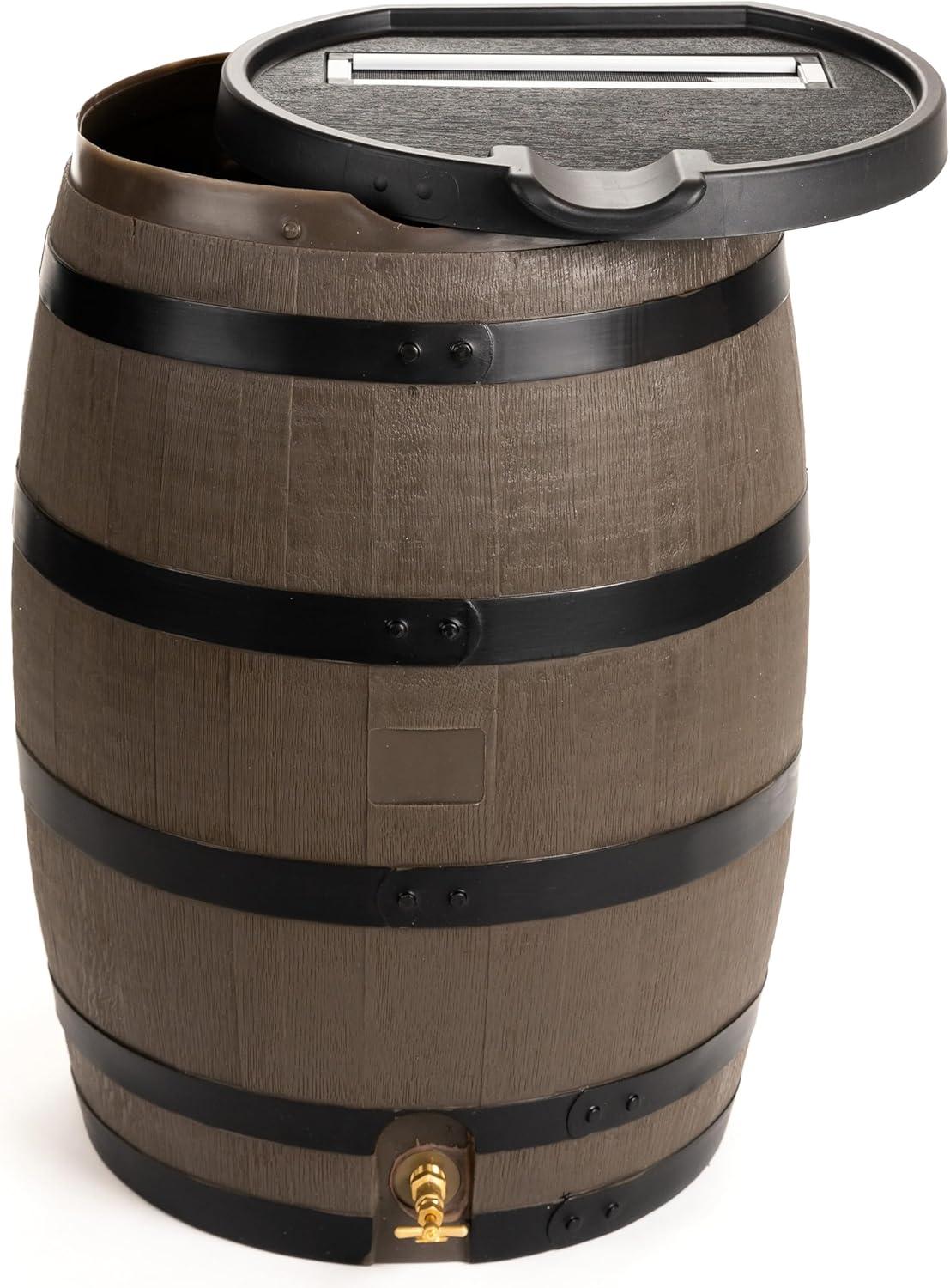 RTS Companies 55 Gallon Premium Eco Flat Back Rain Barrel with Removable Lid