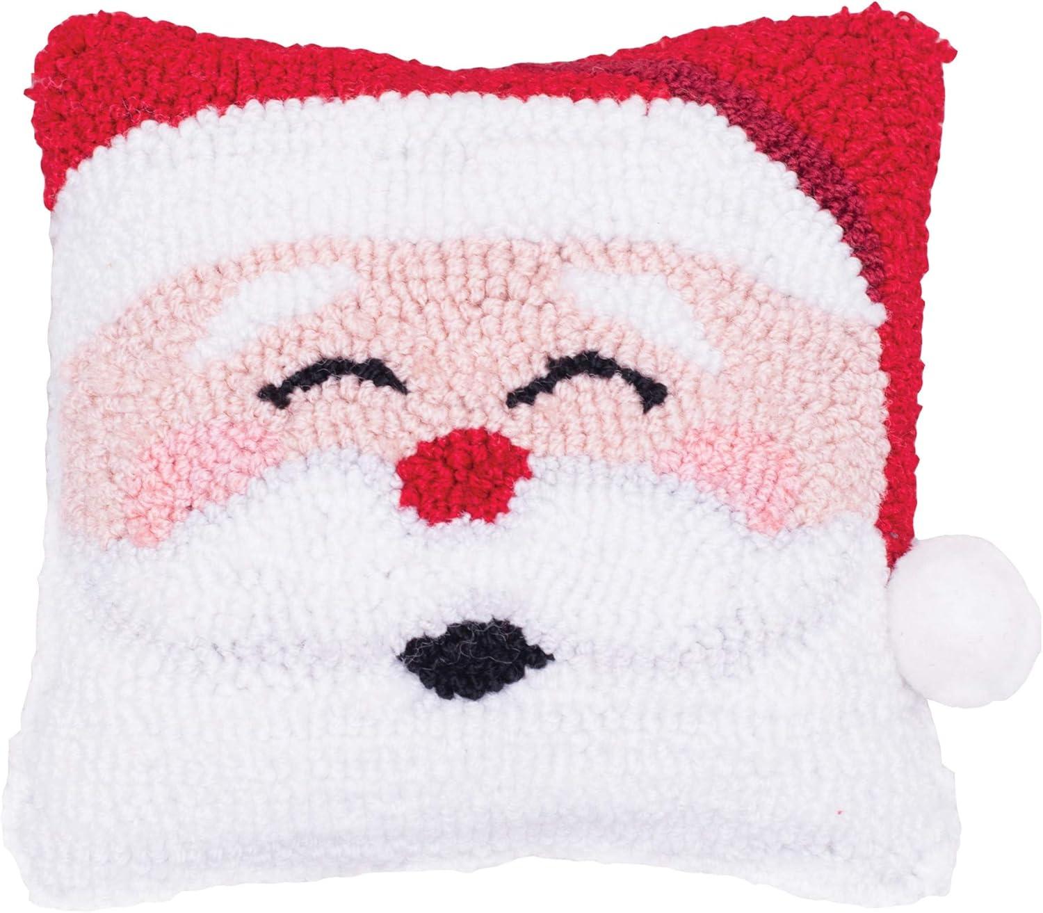 C&F Home 8" x 8" Happy Santa Claus Small/Petite Christmas Hooked Accent Throw Pillow