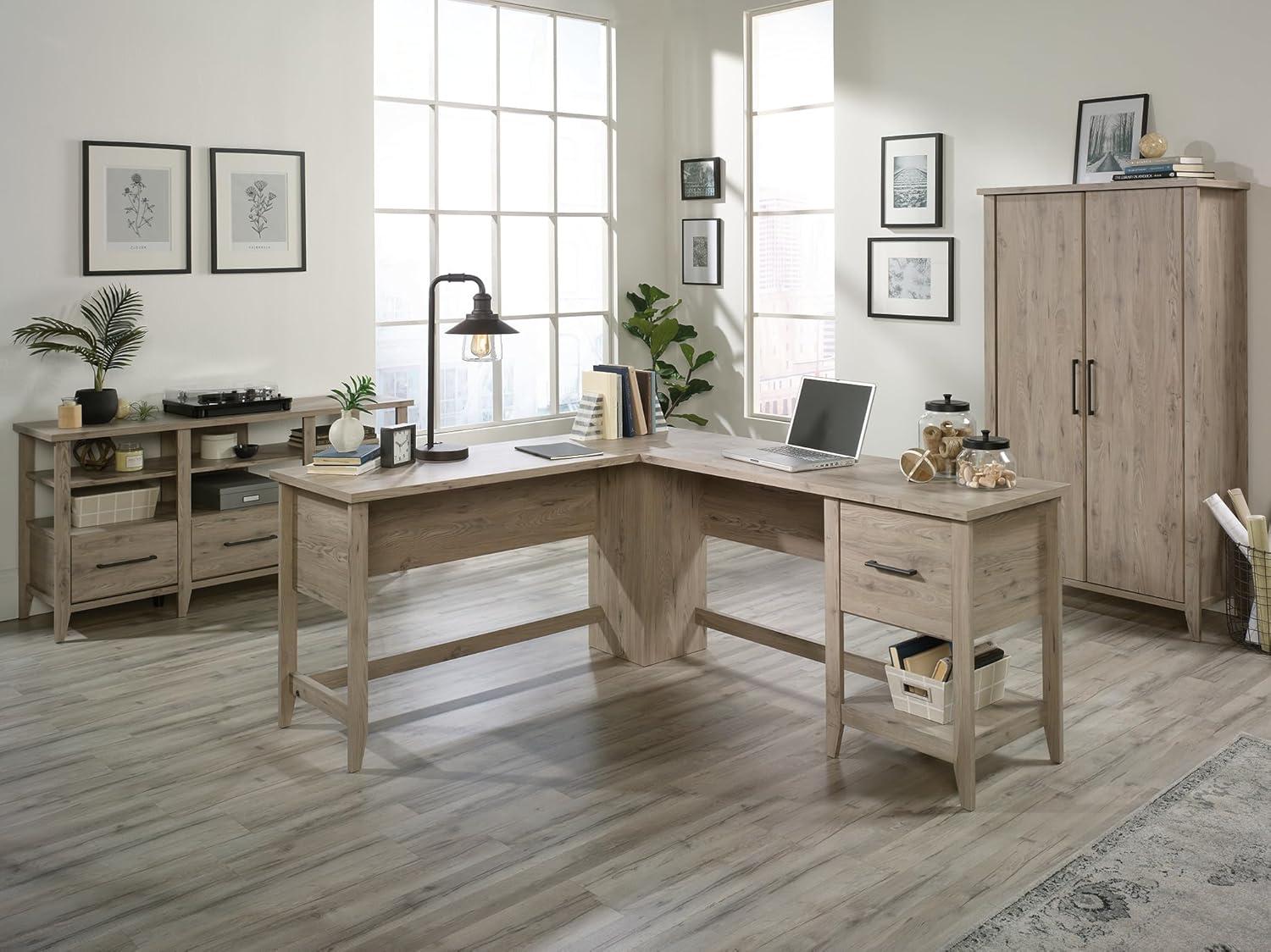 Sauder Summit Station Storage Cabinet Glacier Oak: Laminated MDF, 4 Adjustable Shelves, CARB Certified