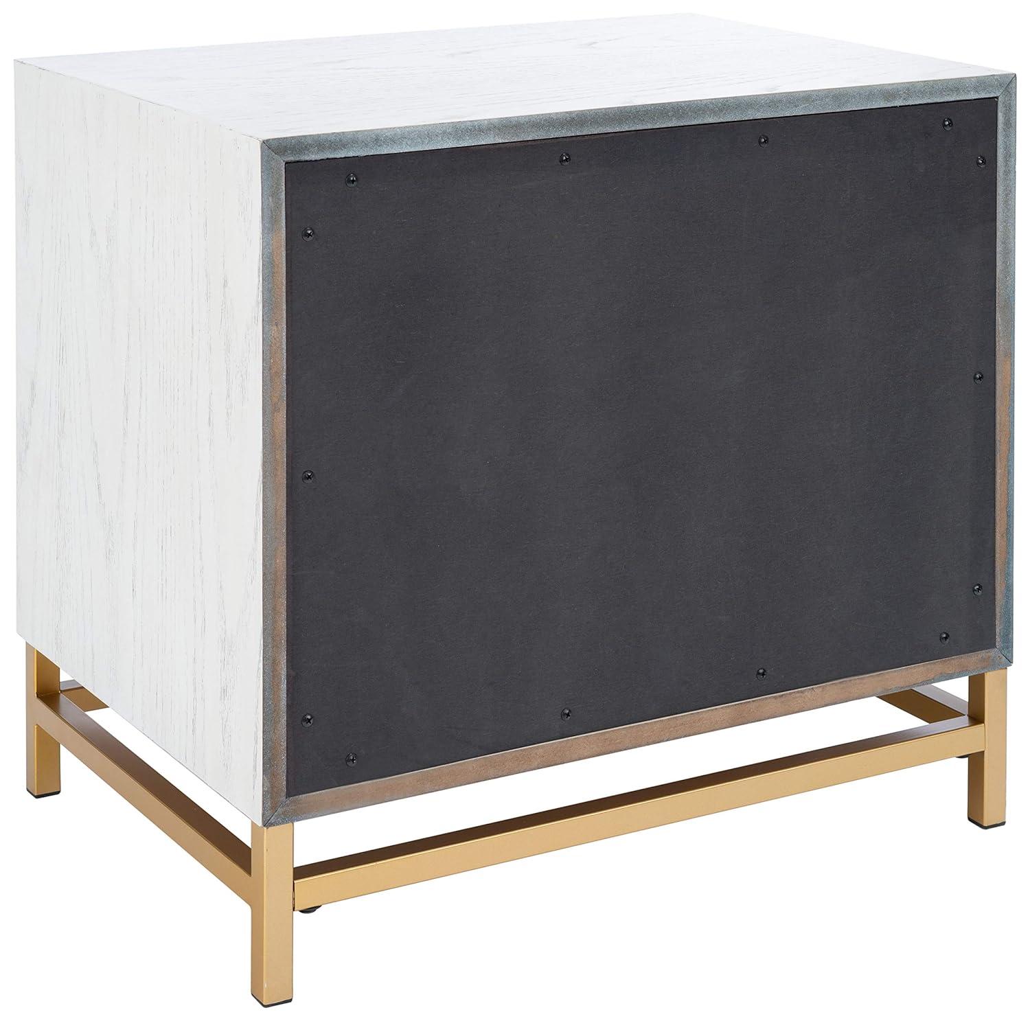 Fenno 2 Drawer Nightstand - NST6401 - White Washed/Brass - Safavieh