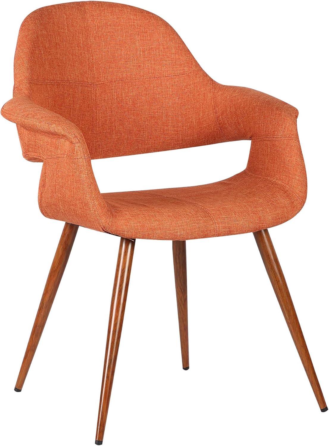 Phoebe Mid-Century Dining Chair Pumpkin - Armen Living: Upholstered, Walnut Legs, 250lb Capacity