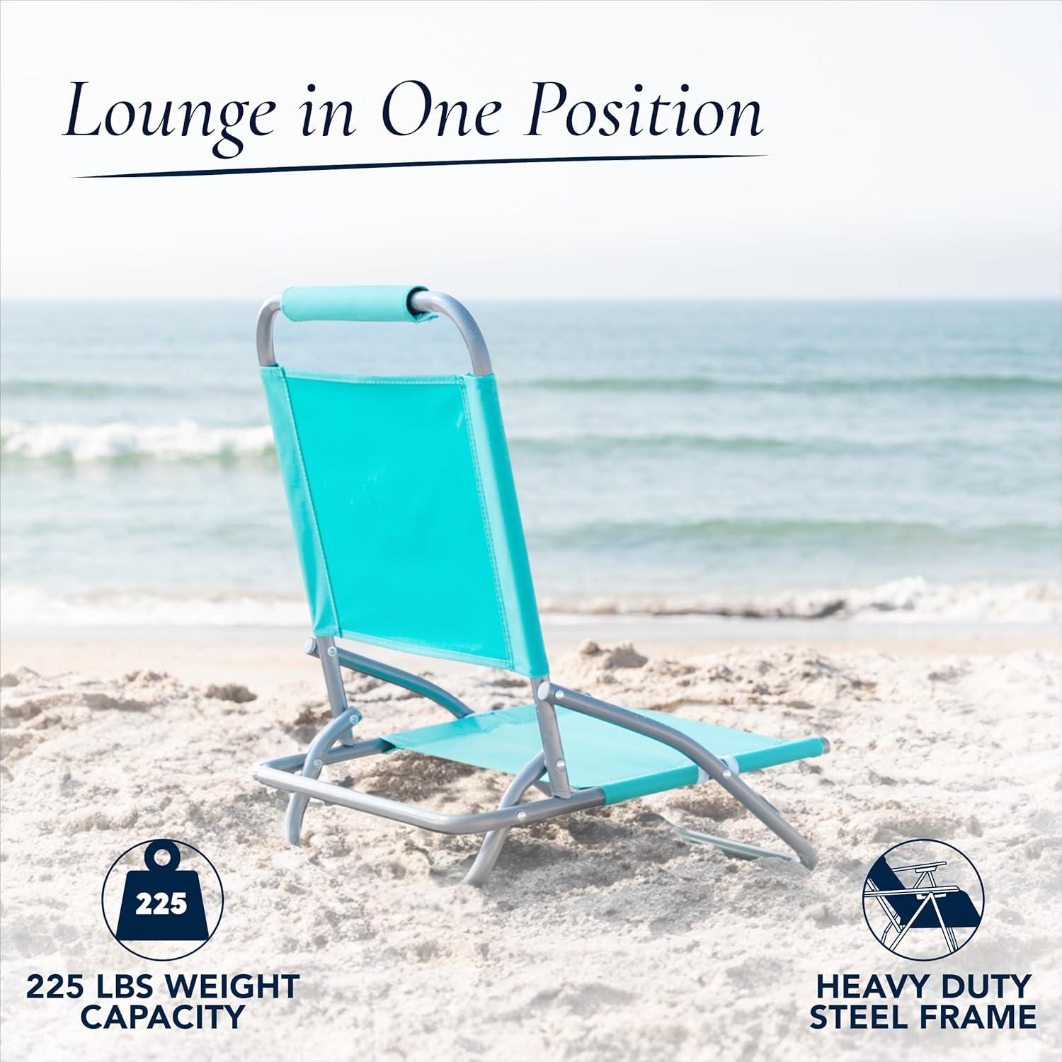 Caribbean Joe Low Steel Outdoor Portable Beach Chair - Teal