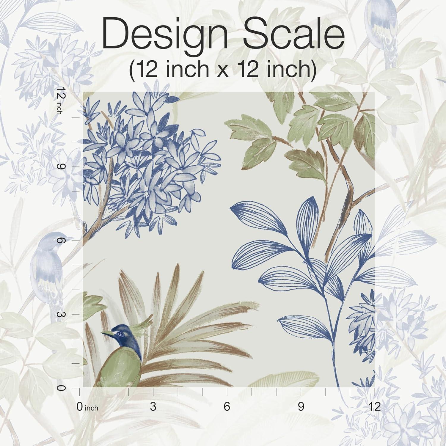 York Wallcoverings Handpainted Songbird Peel & Stick Floral Roll