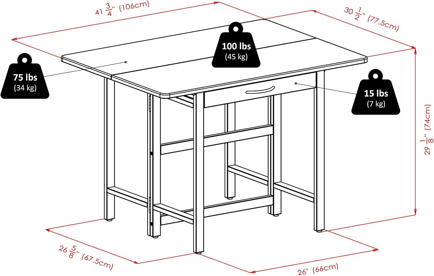 41.73'' Solid Wood Rectangular Folding Table
