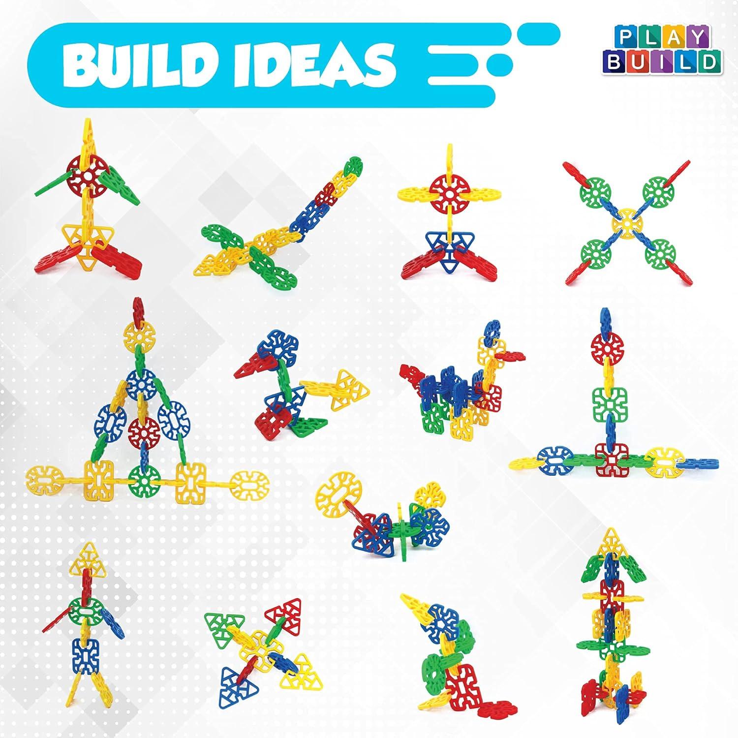 Play Build Interlinks Connector Building Toys, Interlocking Stem Toys for Boys and Girls, Baby and Toddler Toys, Creative Construction Stem Building Toys, Ages 3+