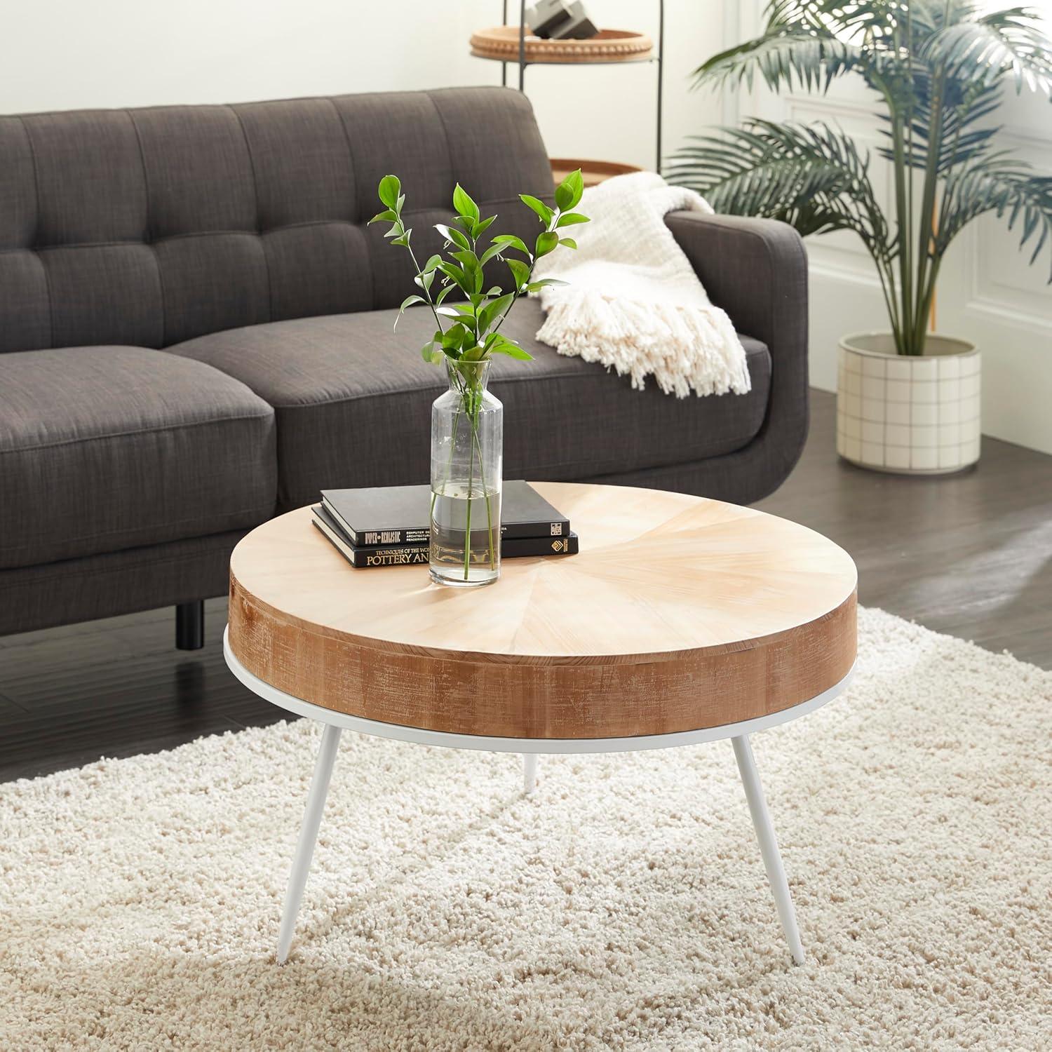 Modern Wood and Iron Coffee Table Natural Brown - Olivia & May