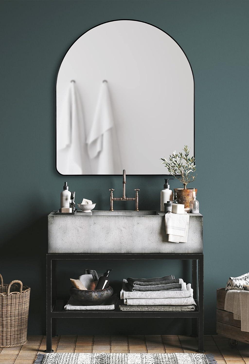 Kate and Laurel Zayda Metal Arch Mirror, 32x36, Black